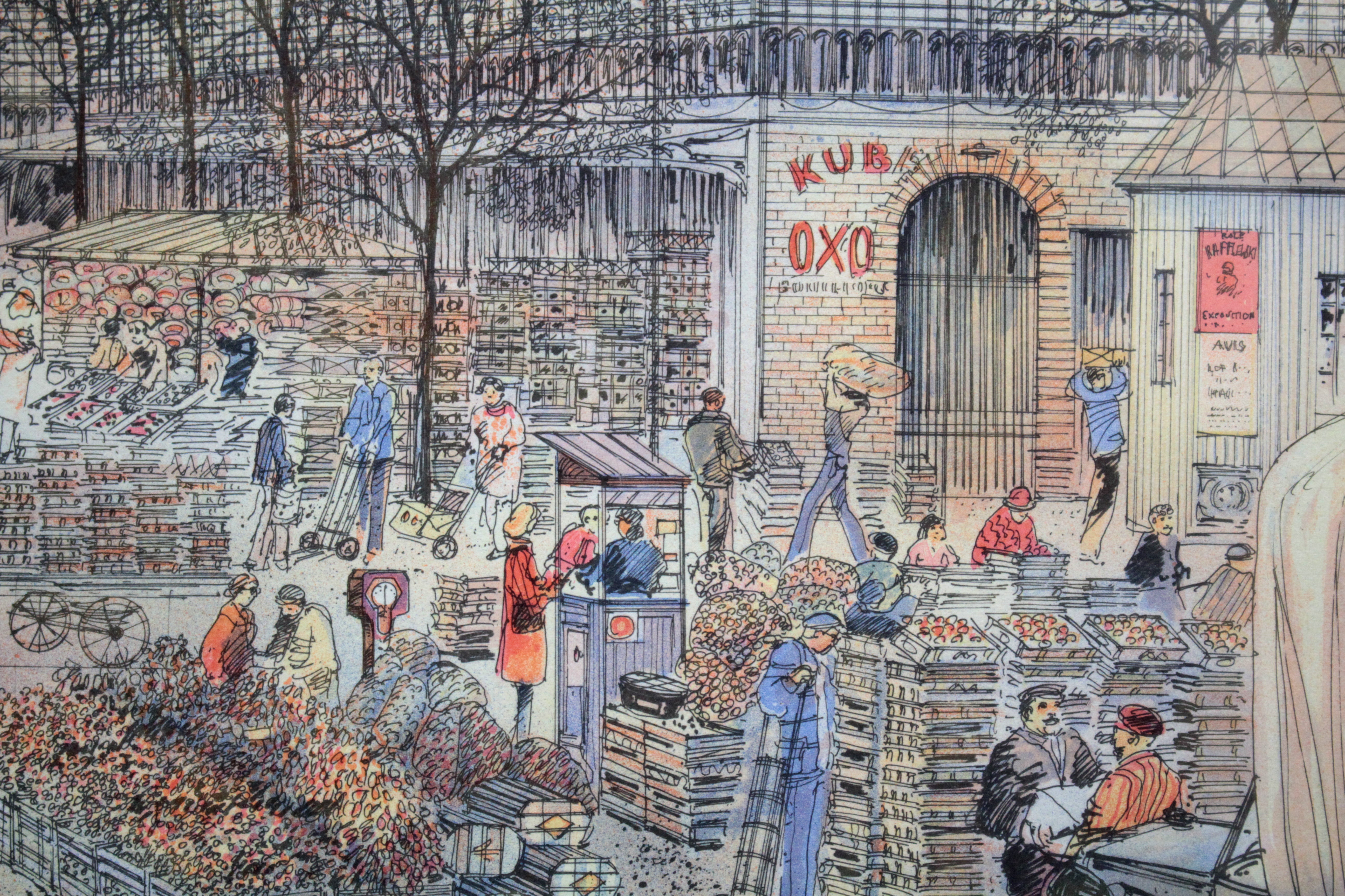 ロルフ・ラフルスキー 『レ・アレ市場』 リトグラフ - 北海道画廊