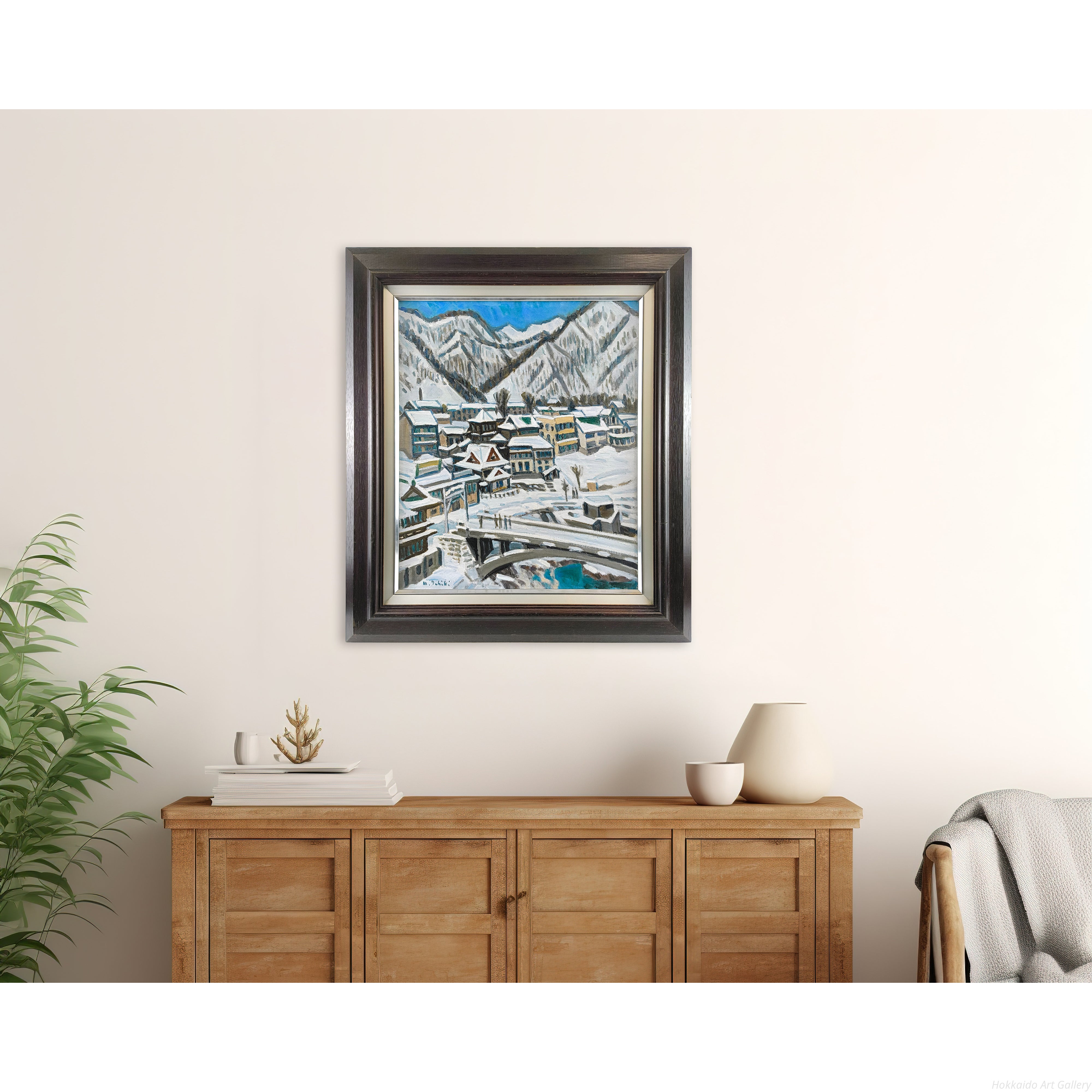 一木万寿三 『雪の定山渓』 油彩画 - 北海道画廊