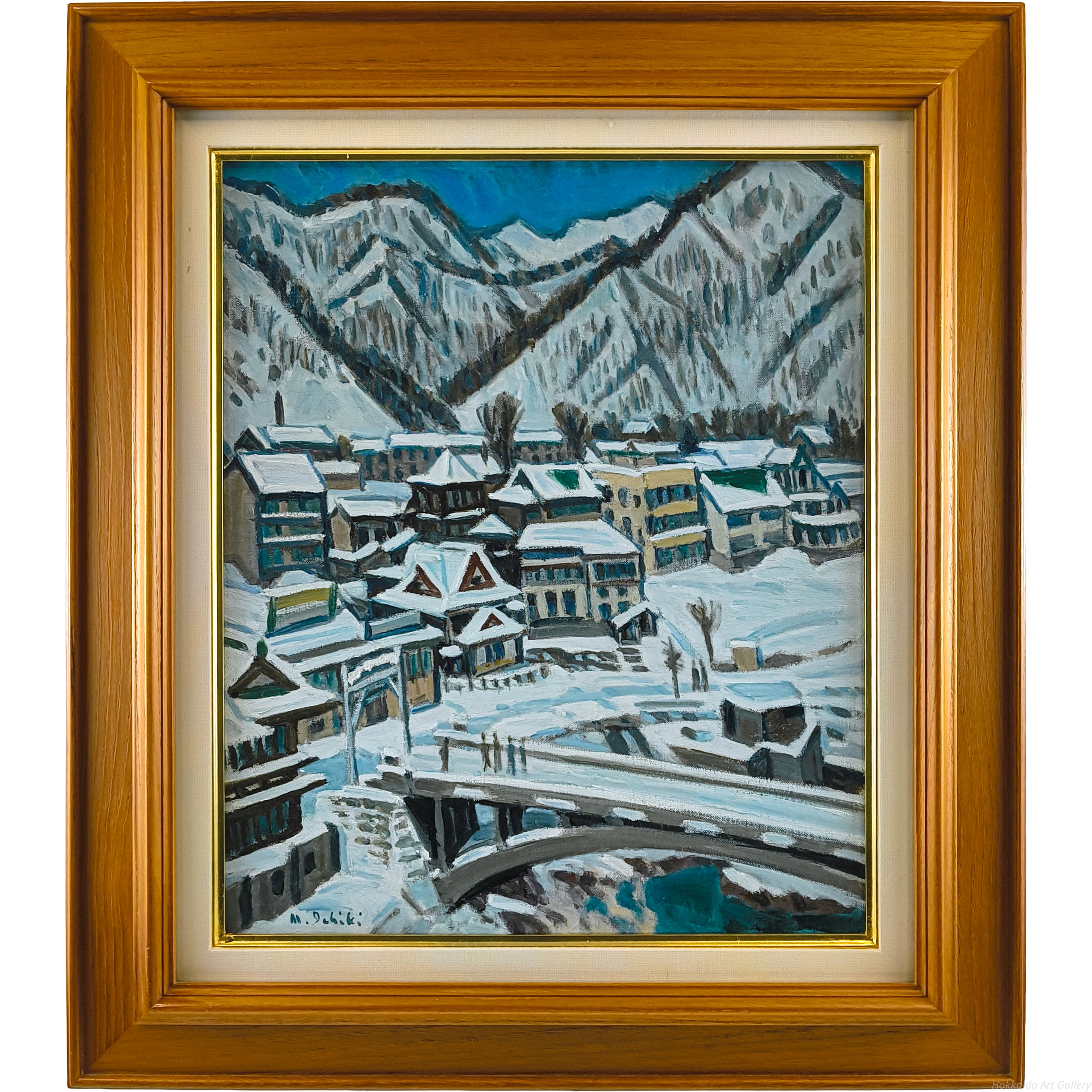 一木万寿三 『雪の定山渓』 油彩画 - 北海道画廊