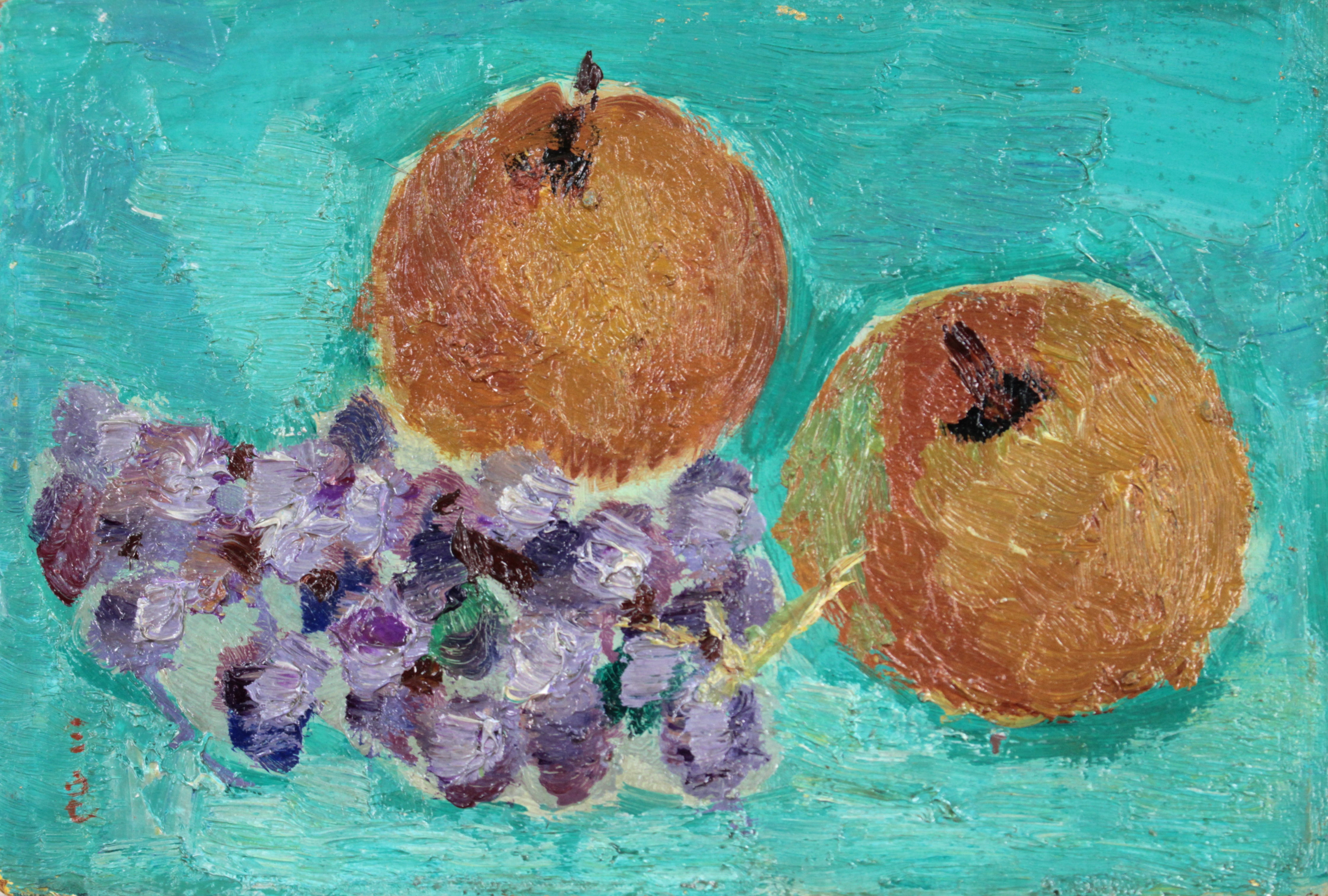 三宅すず 『梨とぶどう』 油彩画 - 北海道画廊