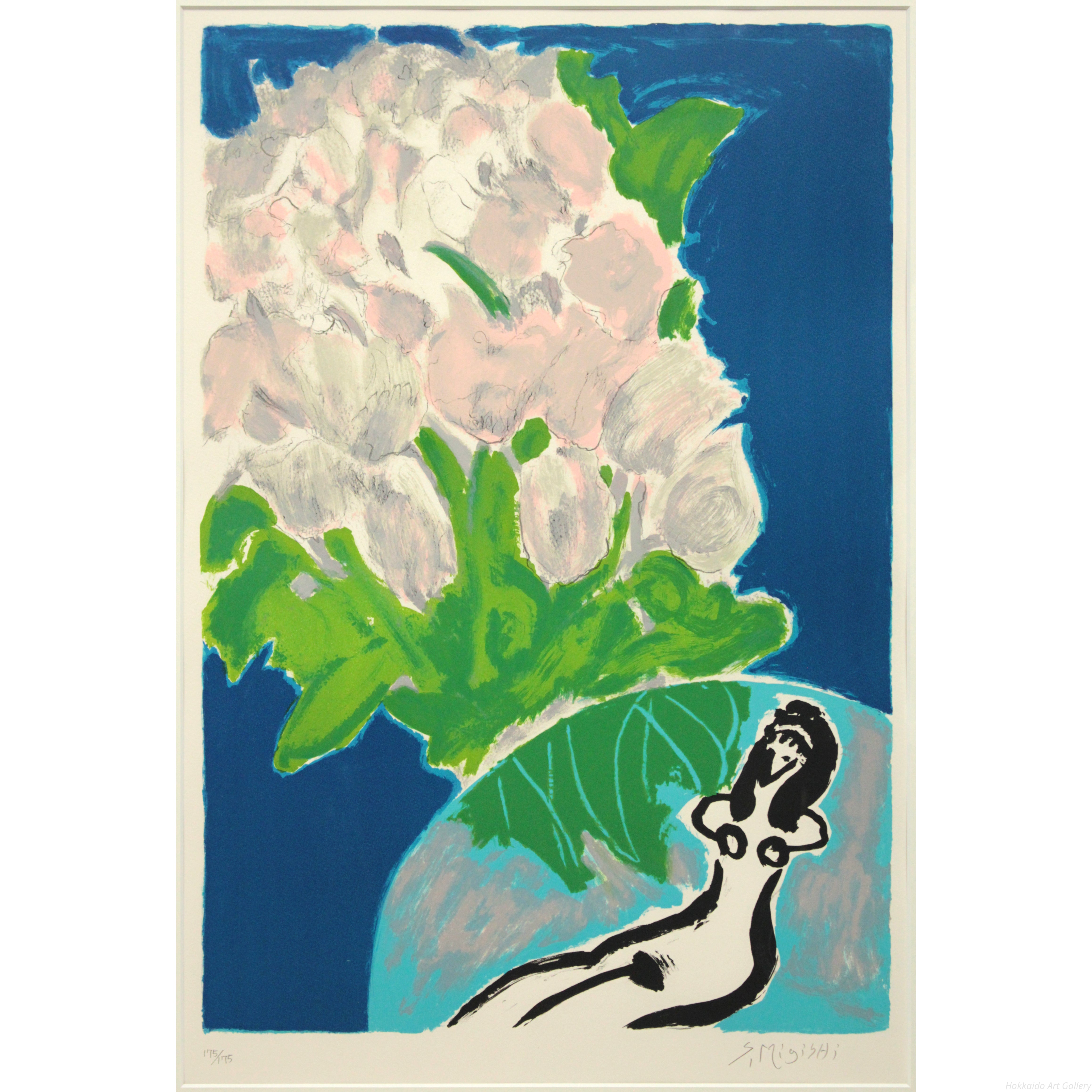 三岸節子 『ピンクのチューリップ』 リトグラフ - 北海道画廊