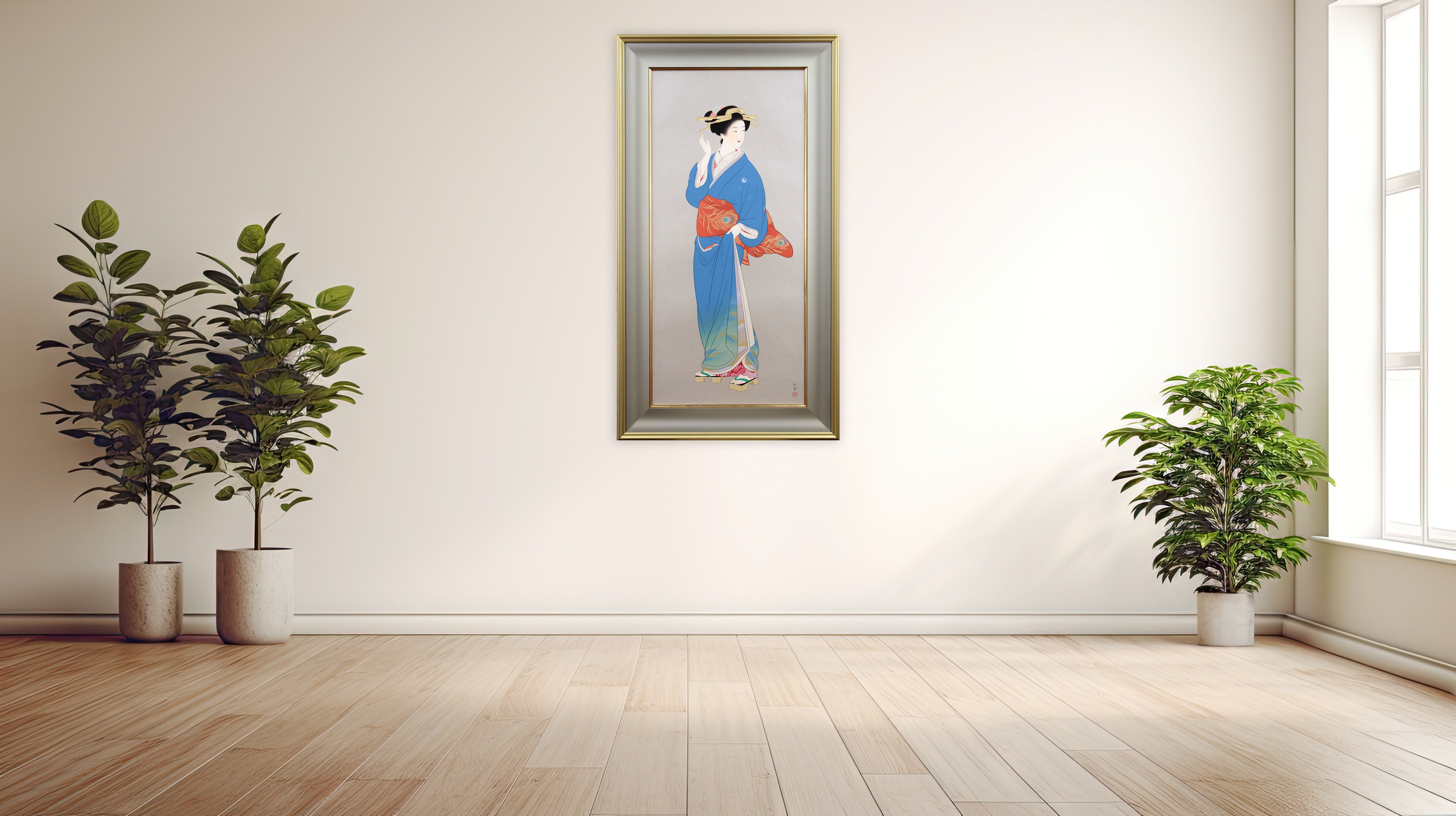 上村松園 『天保歌妓』 シルクスクリーン - 北海道画廊