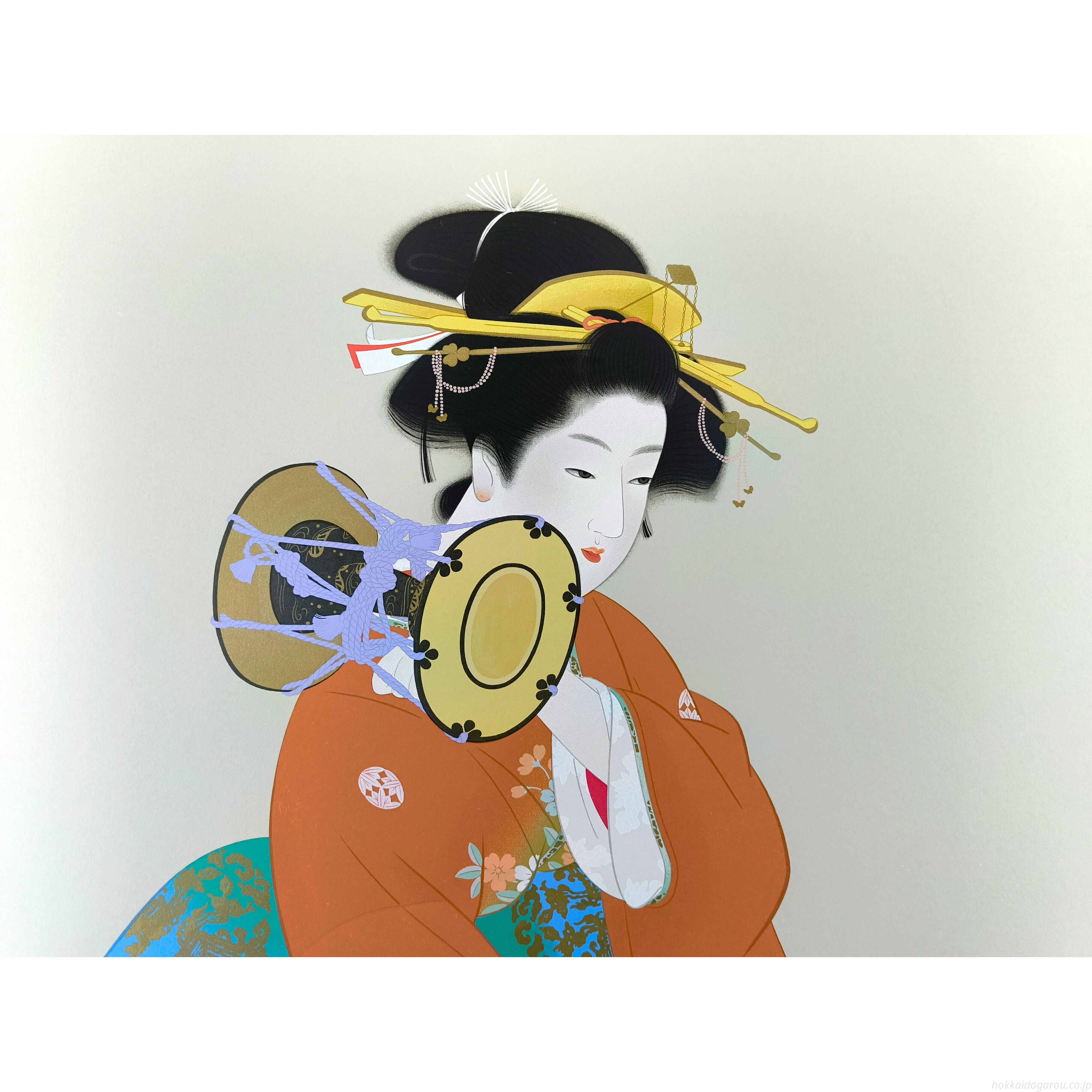 上村松園 『鼓の音』 シルクスクリーン - 北海道画廊