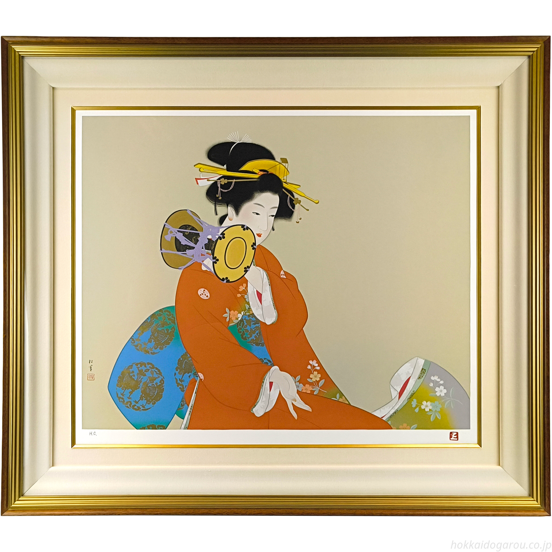 上村松園 『鼓の音』 シルクスクリーン - 北海道画廊