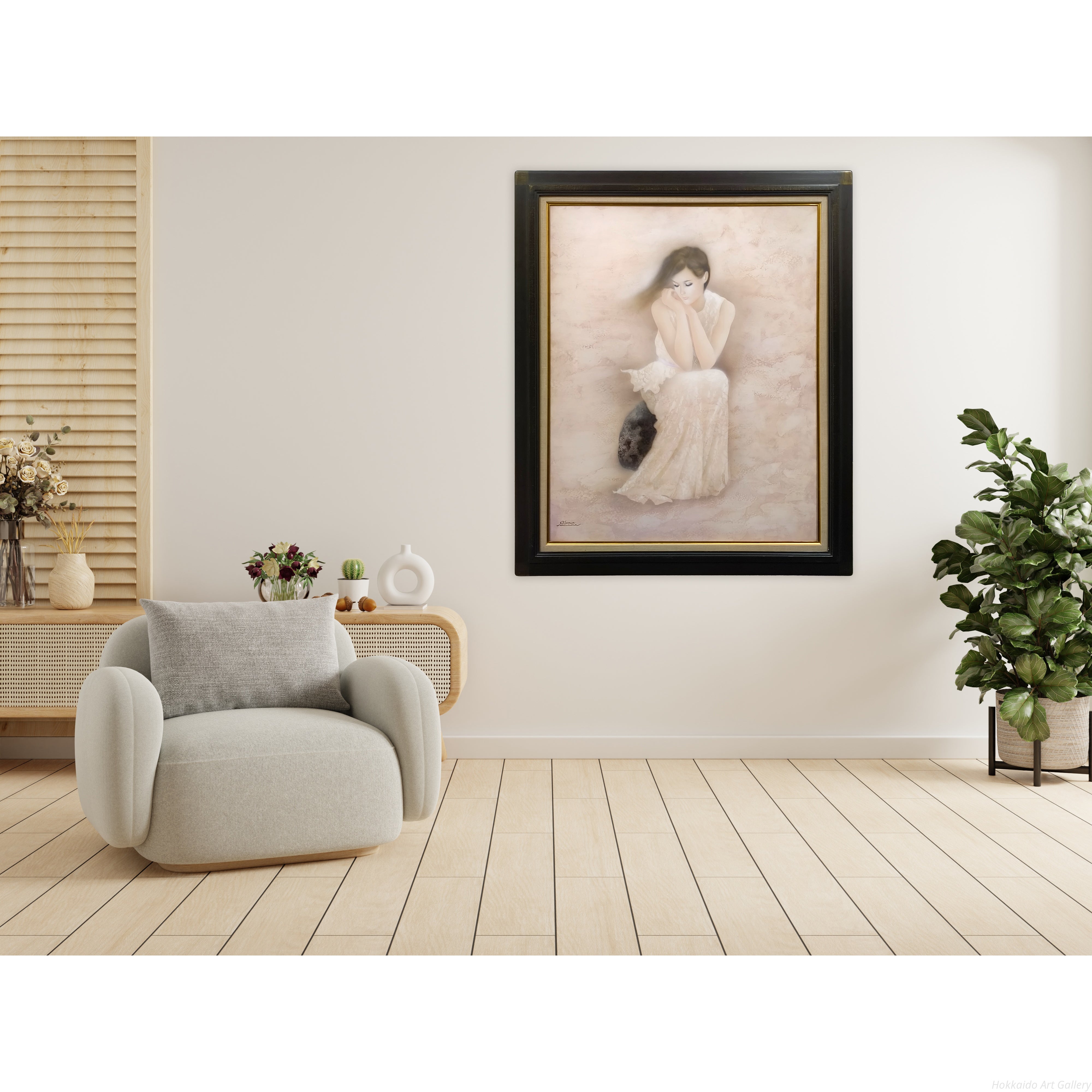 中原脩 『座る女』 油彩画 - 北海道画廊