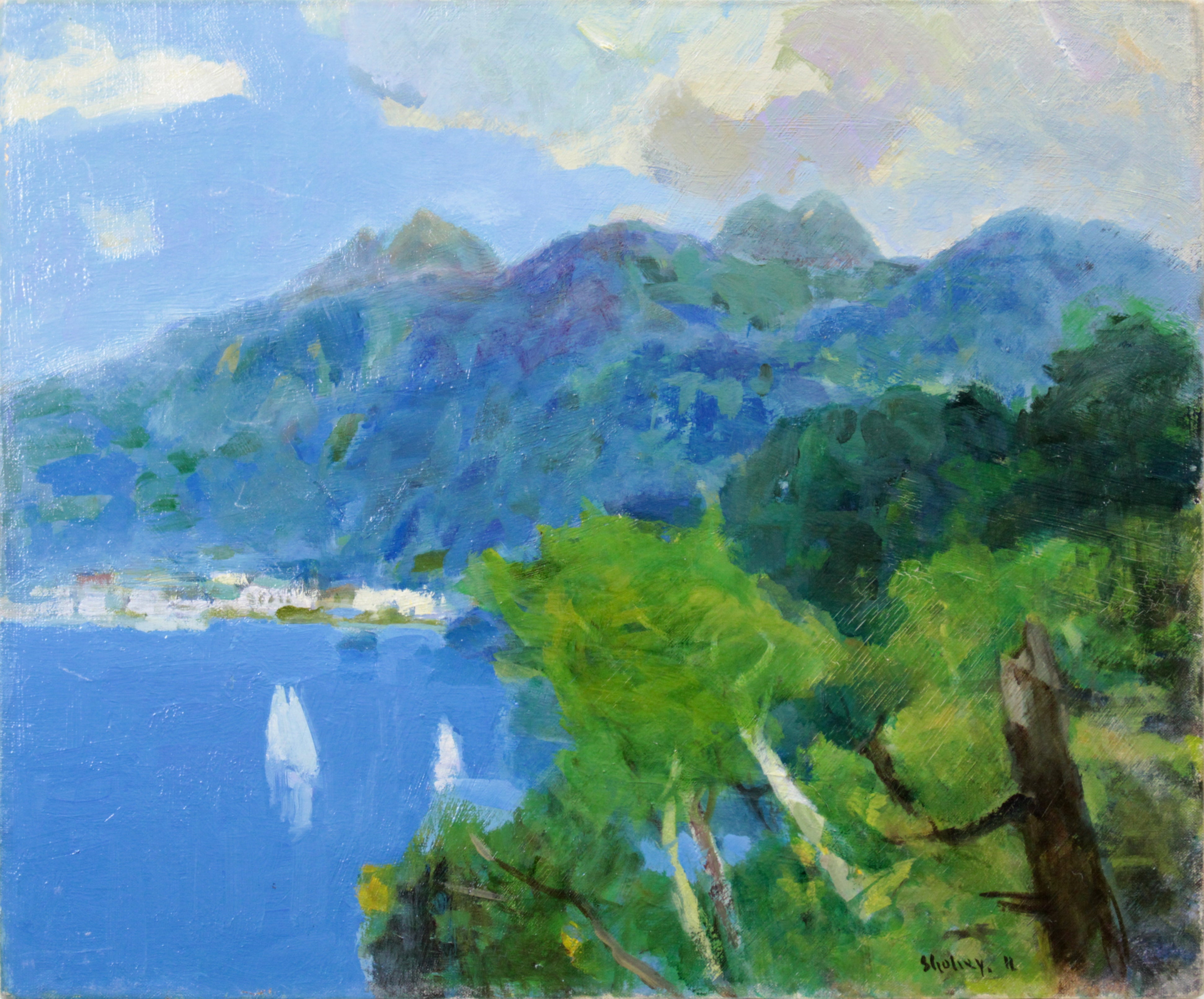 中本昭平 『夏の山湖（大有珠・小有珠）』 油彩画 - 北海道画廊