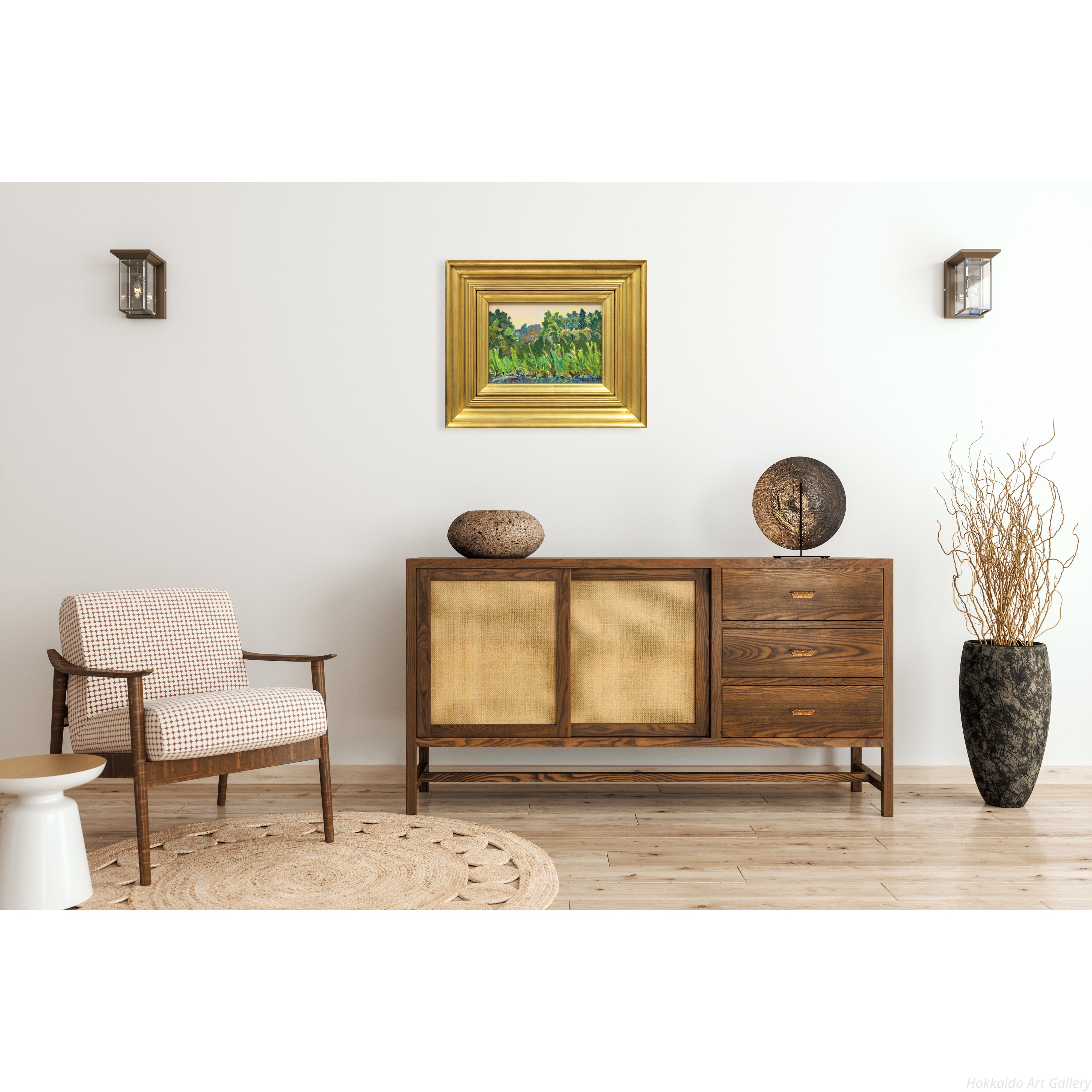 中村善種　油絵　佳作 中村善策 『葦むら』 油彩画 - 北海道画廊