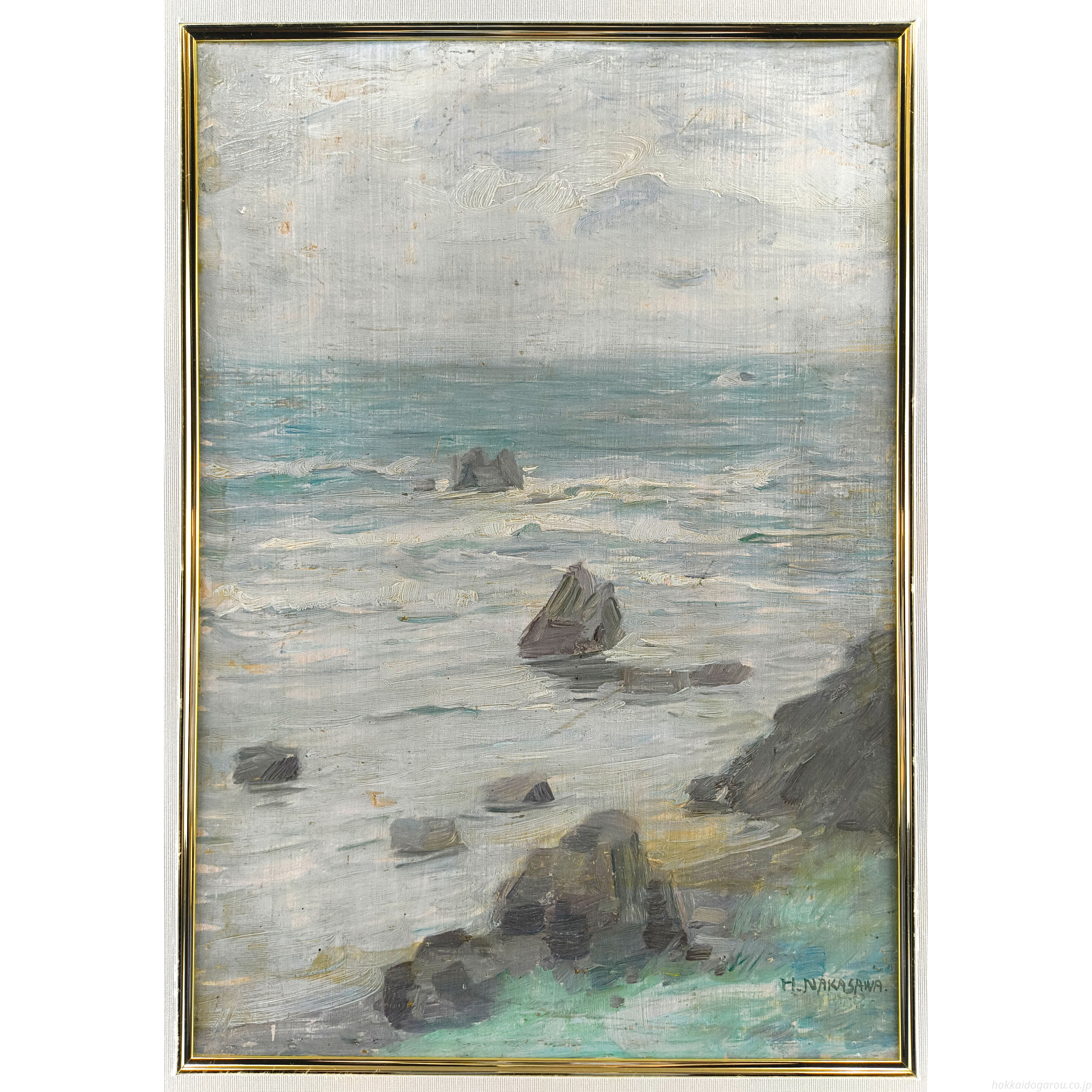 中沢弘光 『岩礁』 油彩画 - 北海道画廊