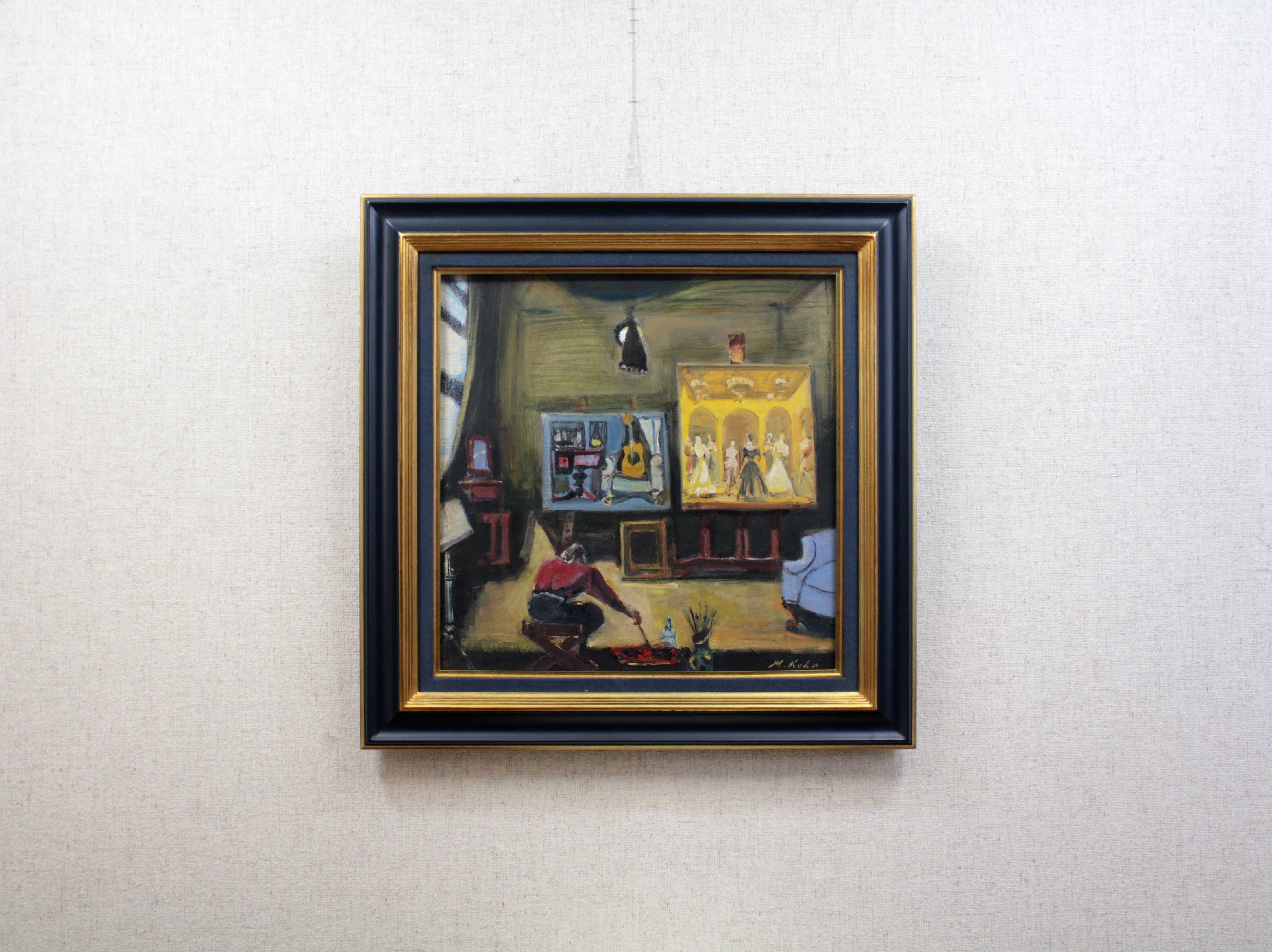 久保 守 『画室の中の画家』 油彩画 - 北海道画廊