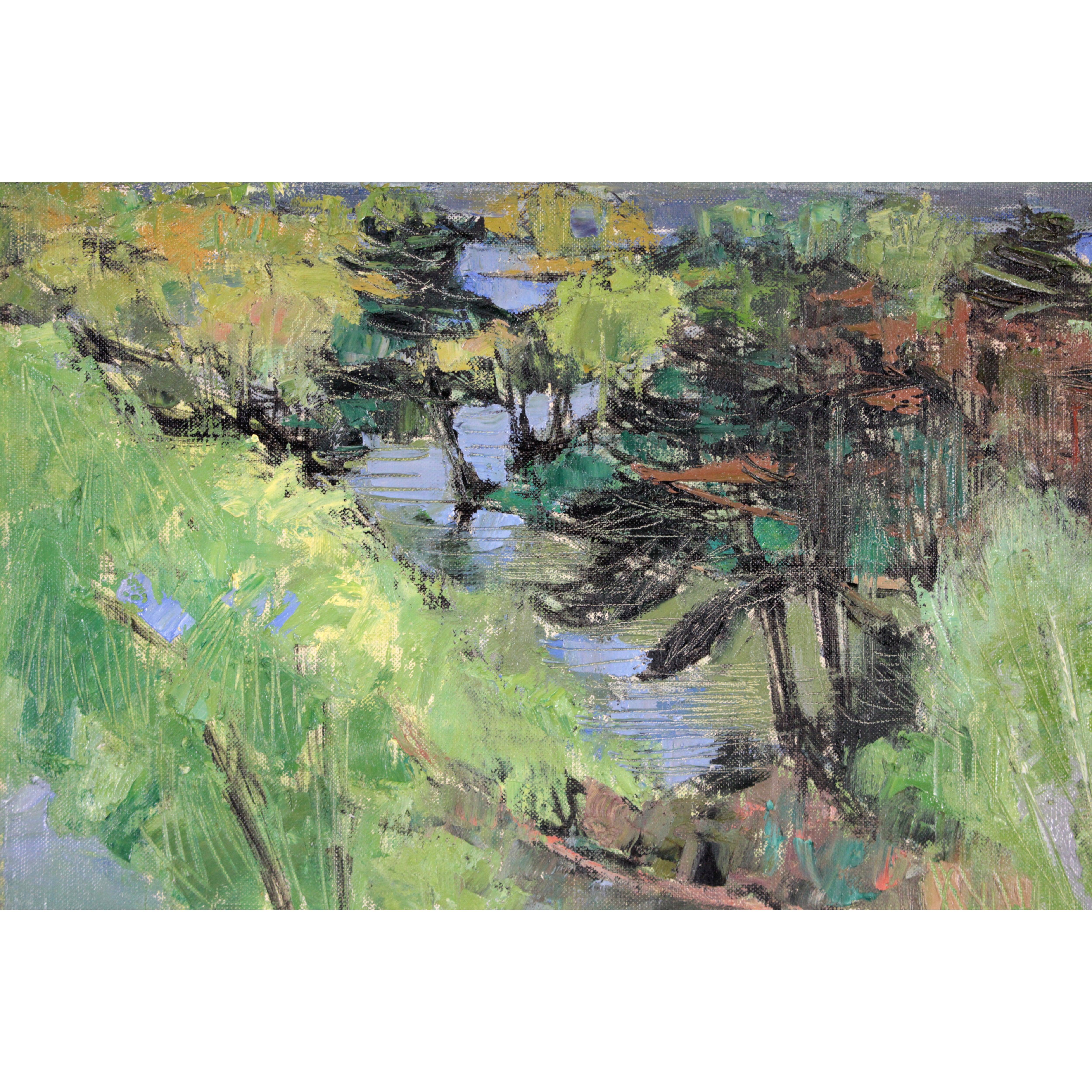 伊藤正 『新緑の大沼』 油彩画 - 北海道画廊