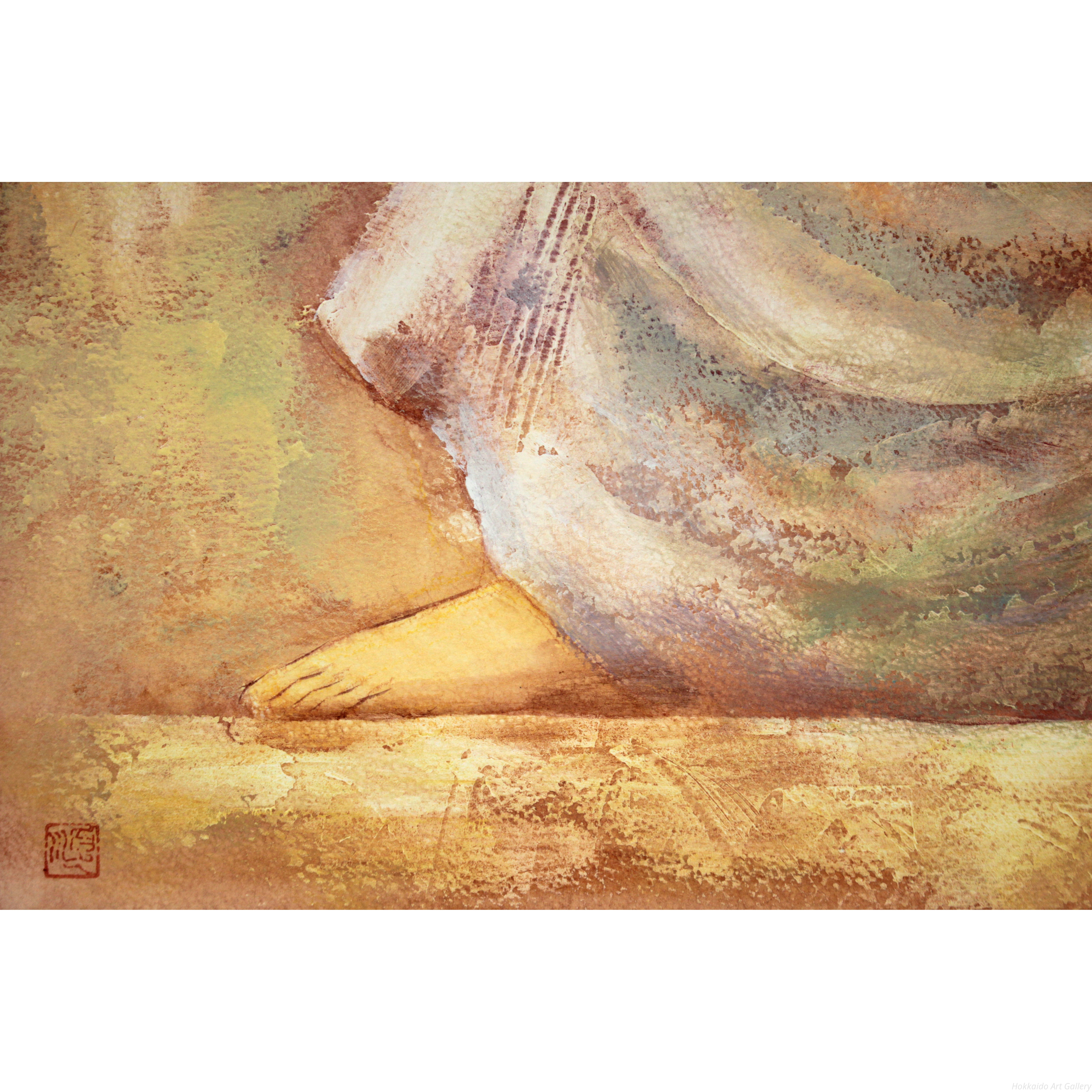 伊藤順一　紅いバラ　額装　油絵　油彩画 伊藤順一 『インコと少女』 油彩画 - 北海道画廊