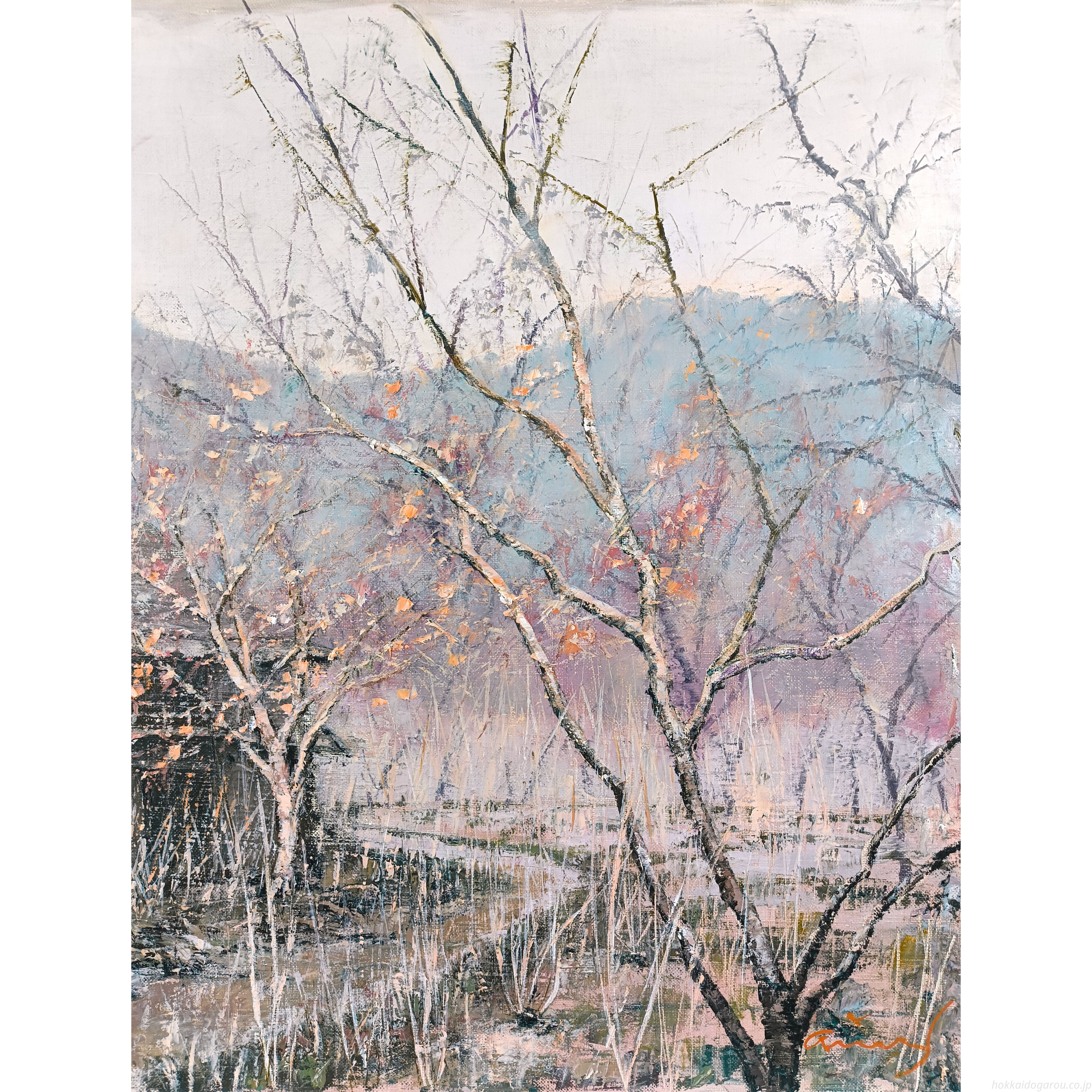 佐藤あつ子 『杏の里』 油彩画 - 北海道画廊