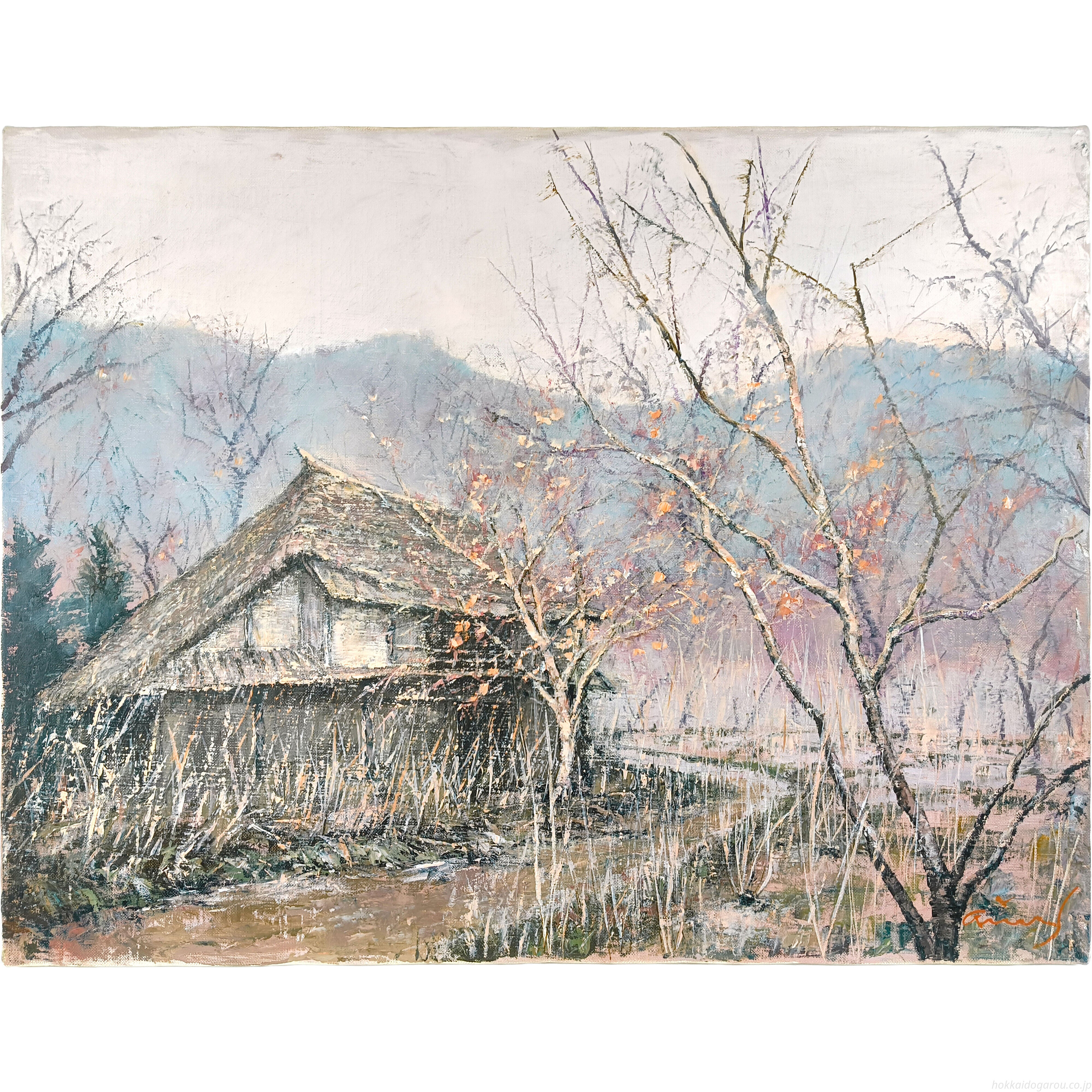 佐藤あつ子 『杏の里』 油彩画 - 北海道画廊