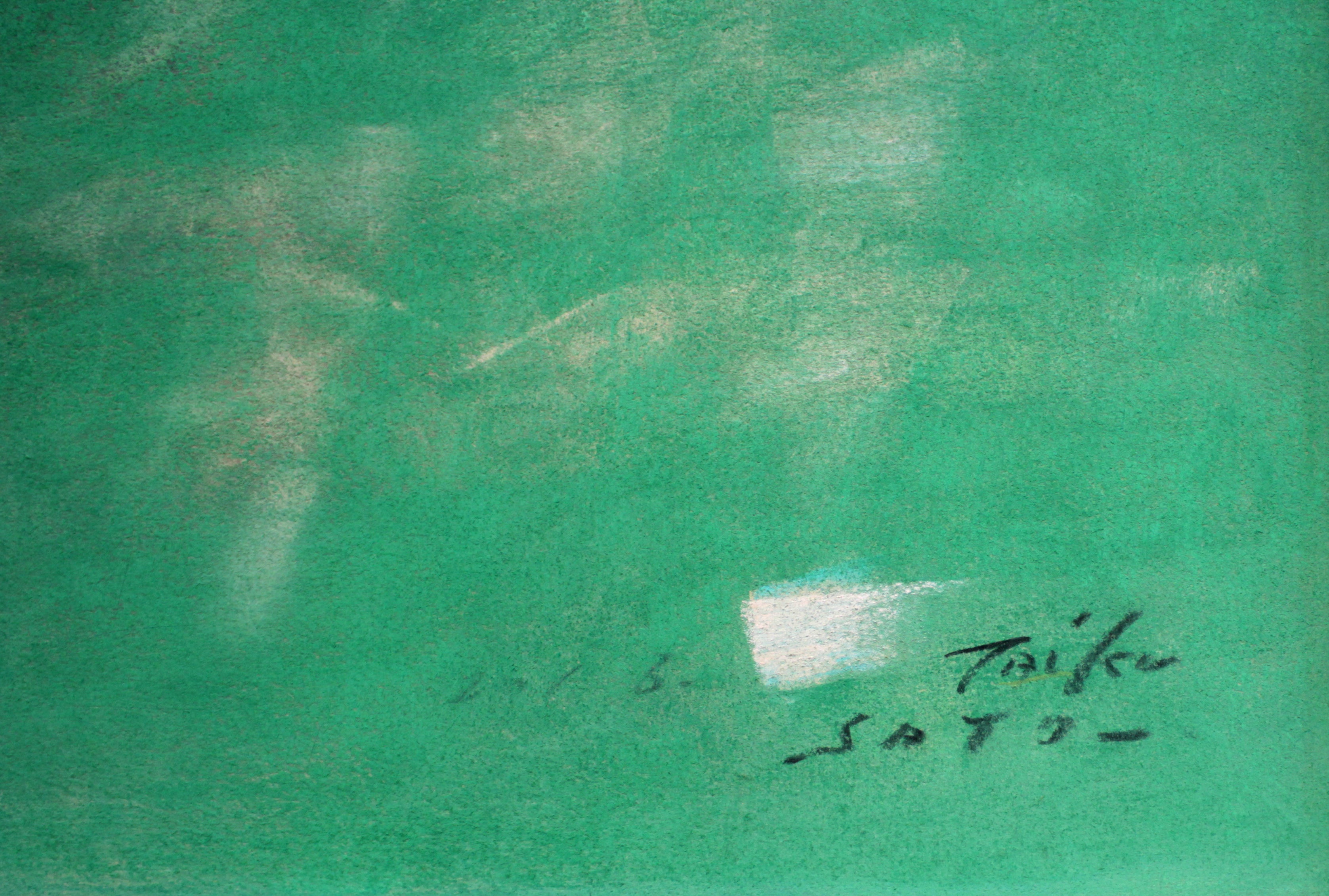 佐藤泰子 『天空に舞う さくらさくら Aグリーン』 パステル画 - 北海道画廊