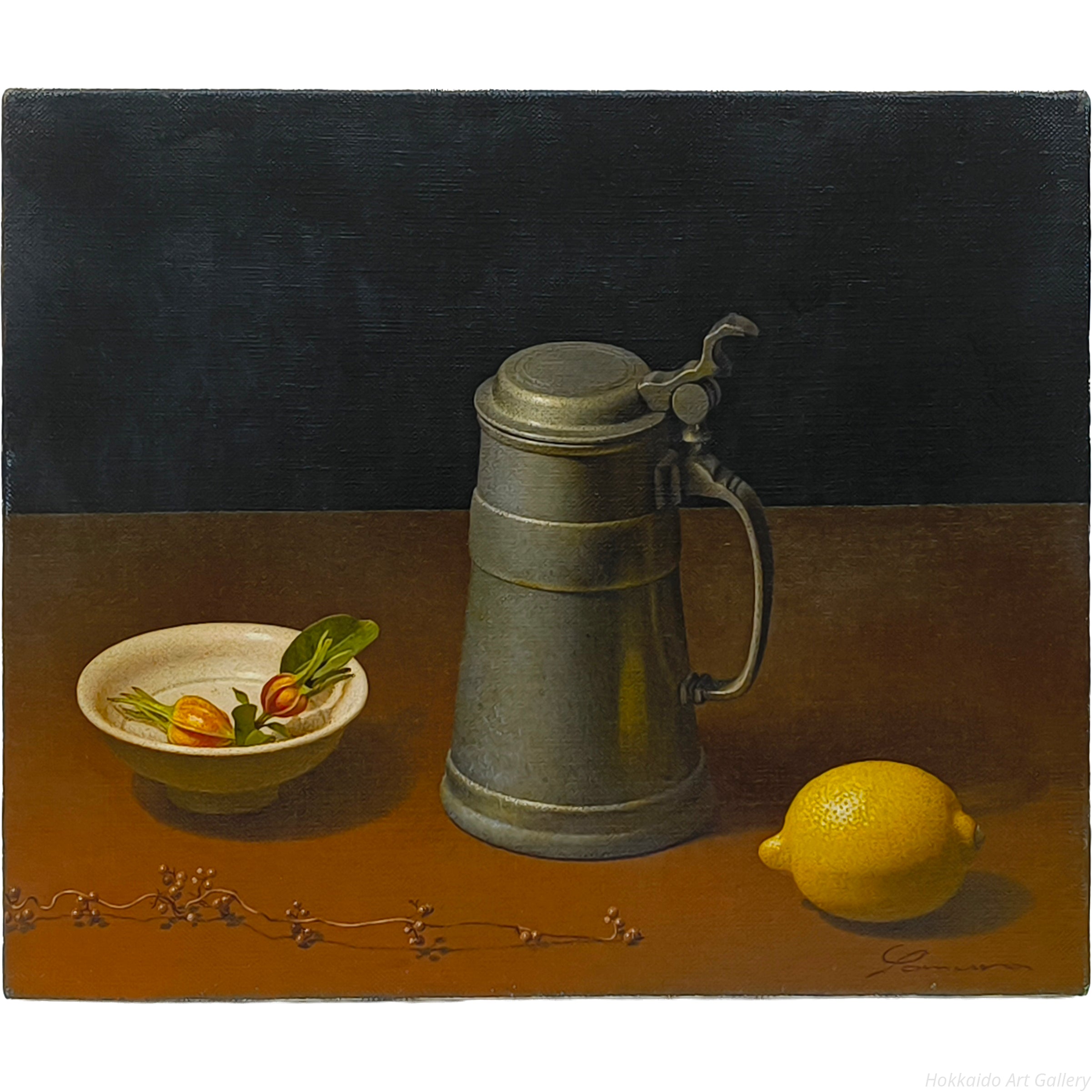 余村展 『レモンとジョッキ』 油彩画 - 北海道画廊