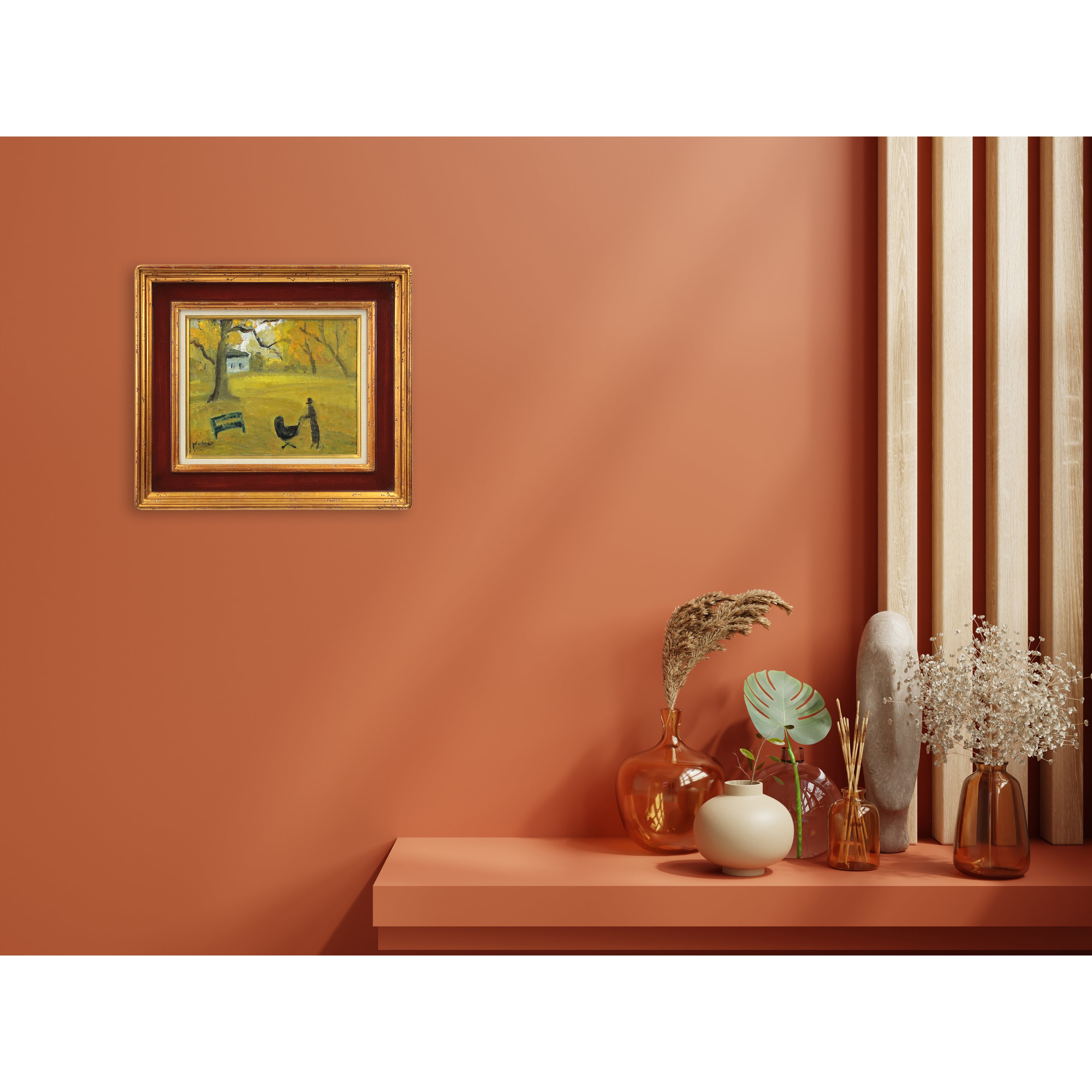 八木伸子 『秋の公園』 油彩画 - 北海道画廊