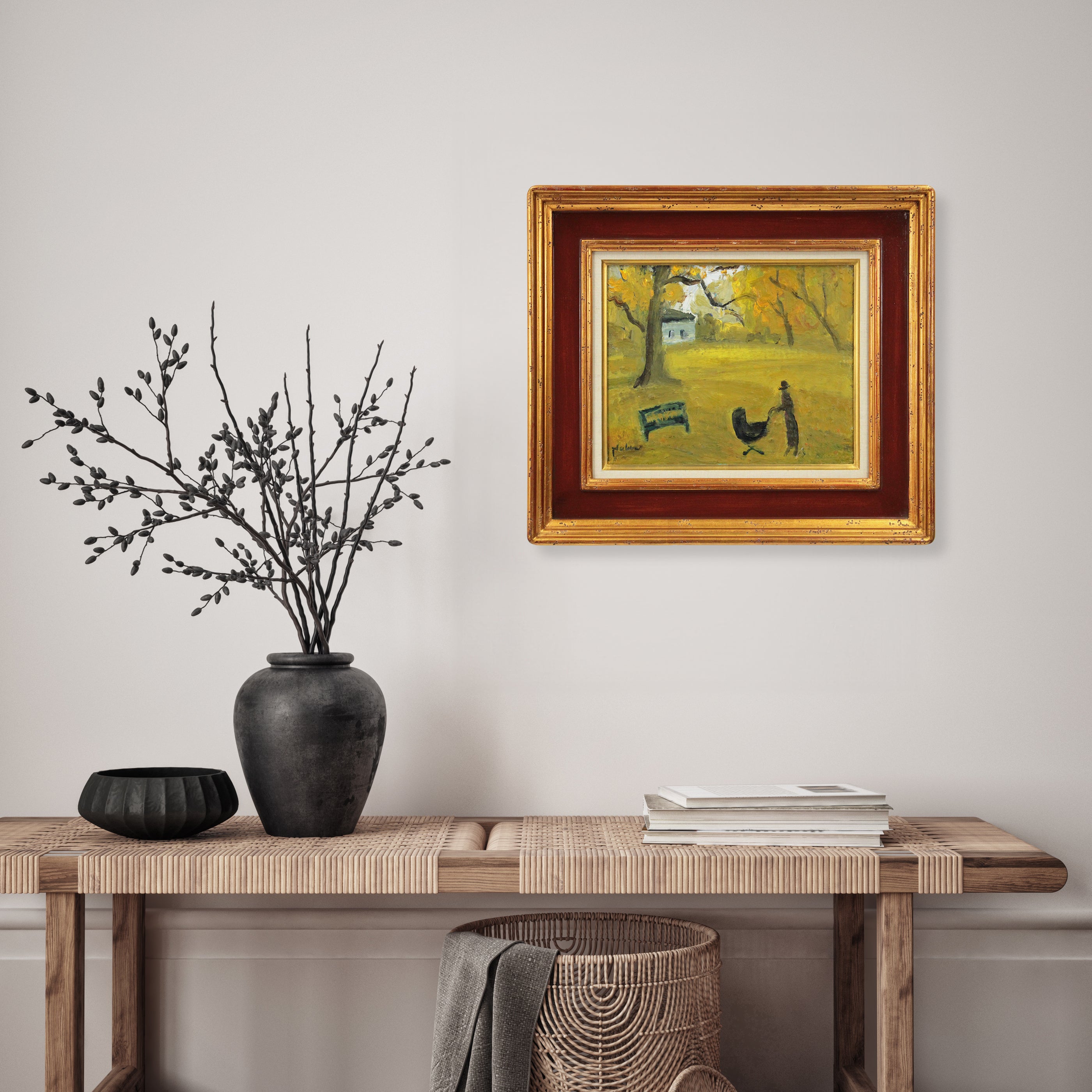 八木伸子 『秋の公園』 油彩画 - 北海道画廊