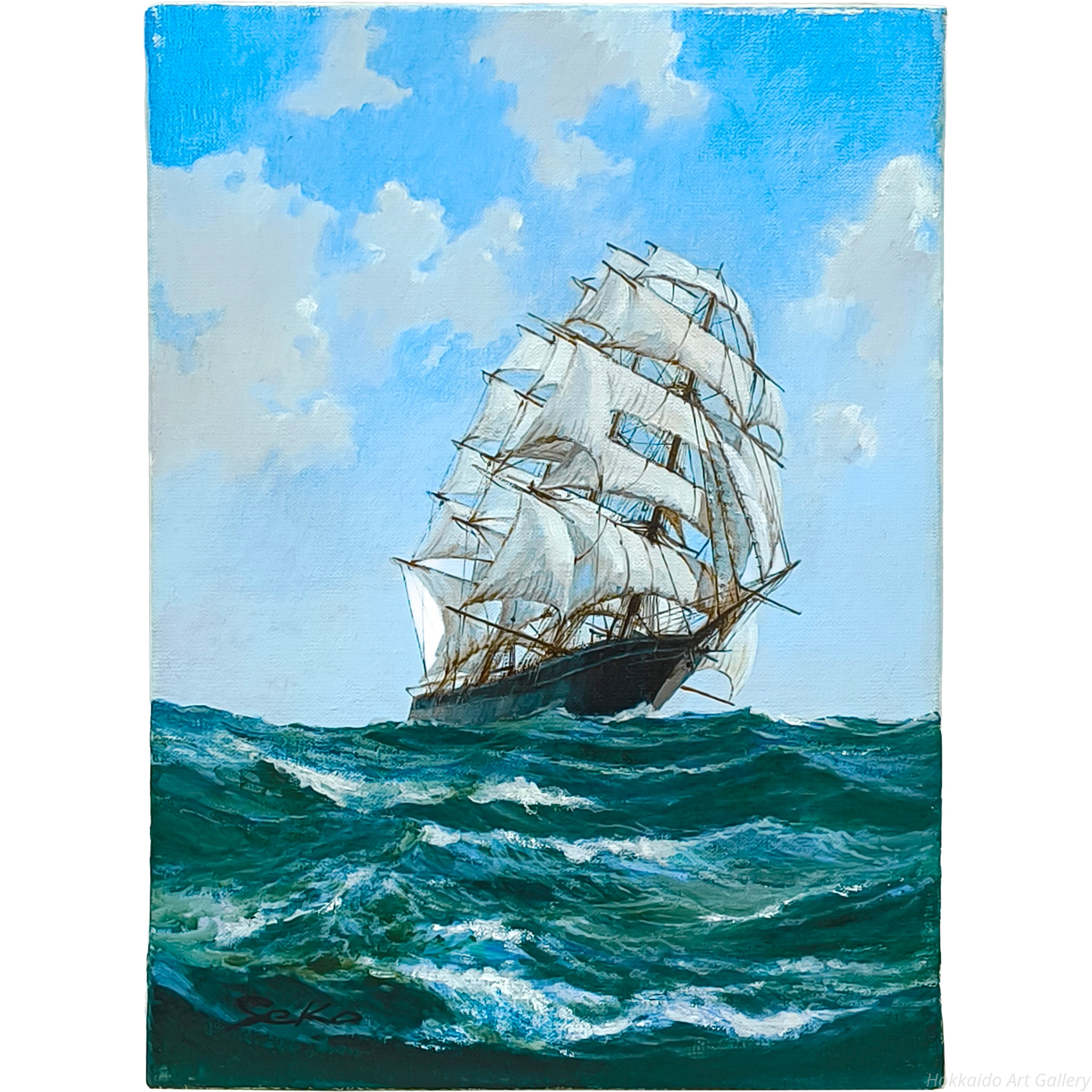 勢古宗昭 『ティークリッパー』 油彩画 - 北海道画廊