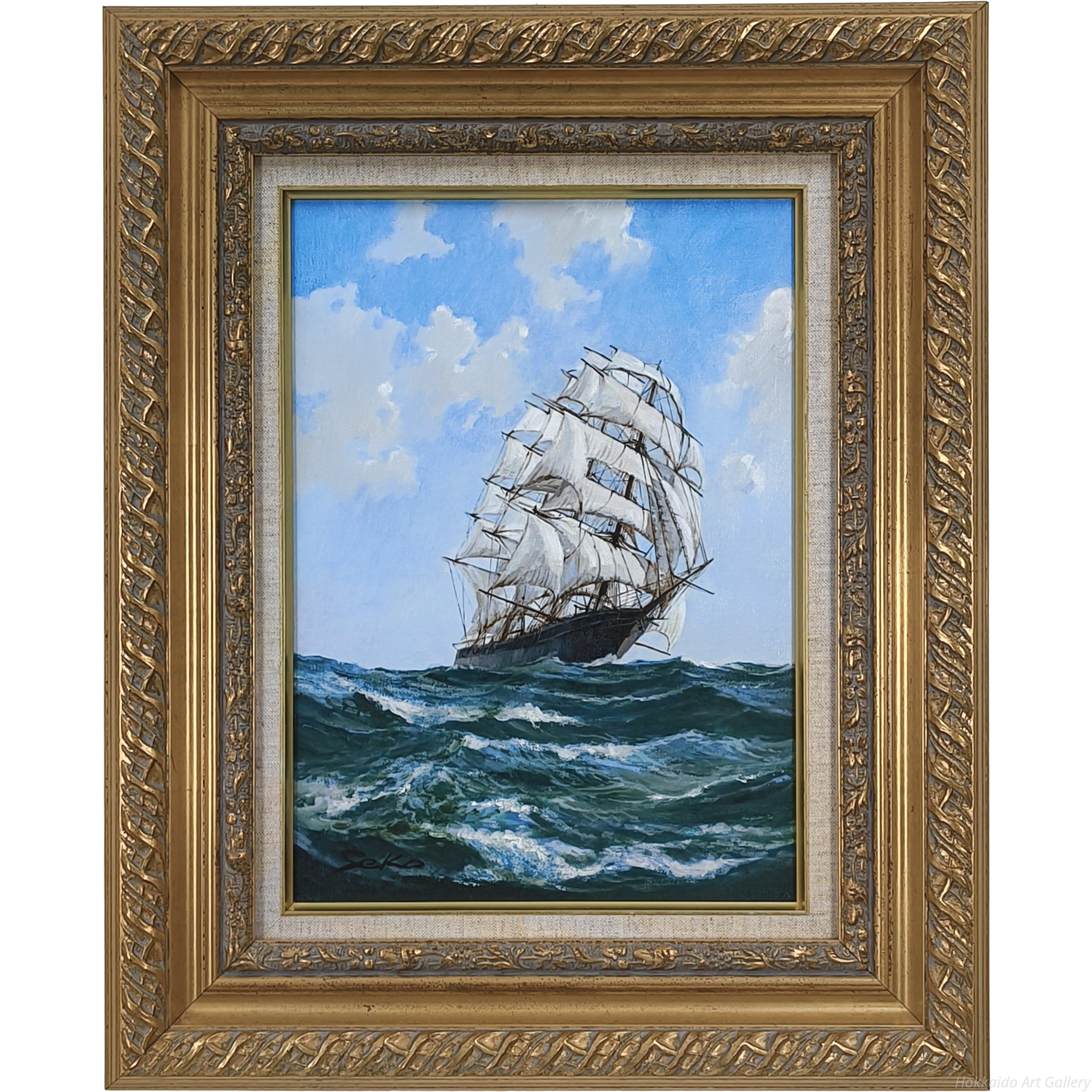 勢古宗昭 『ティークリッパー』 油彩画 - 北海道画廊