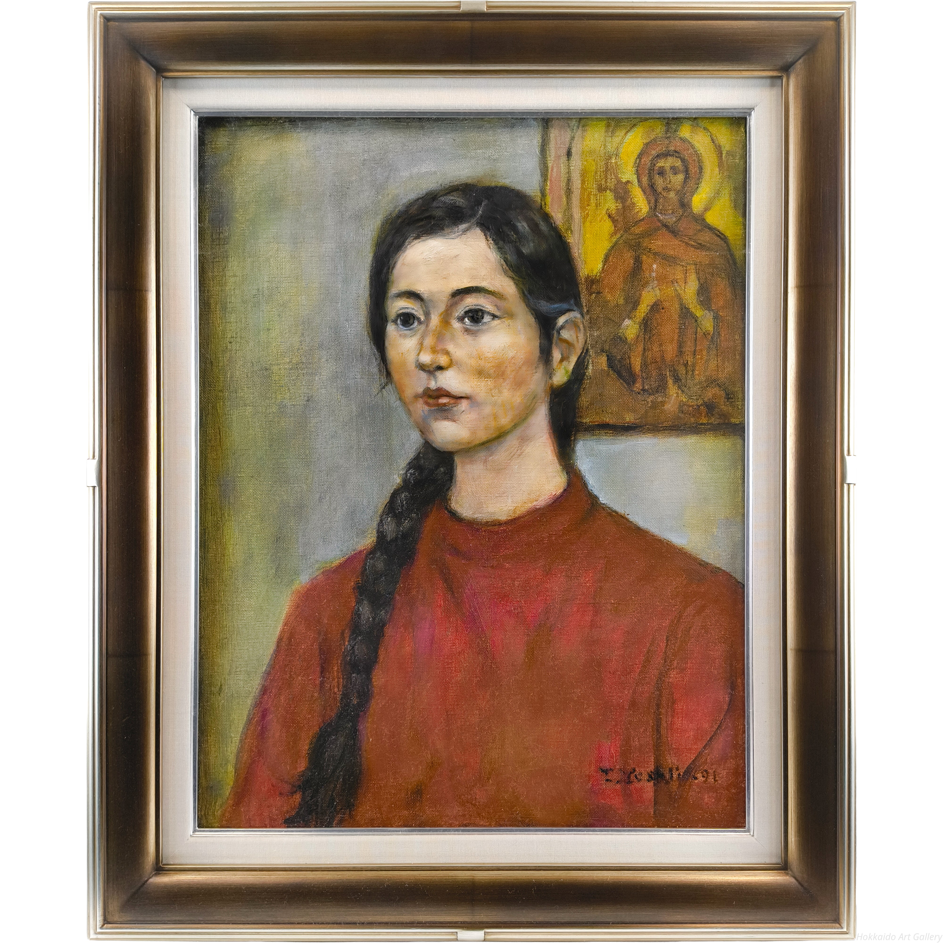 もの想う時 吉井光子 油彩画 吉井忠 『イコンと少女』 油彩画 - 北海道画廊
