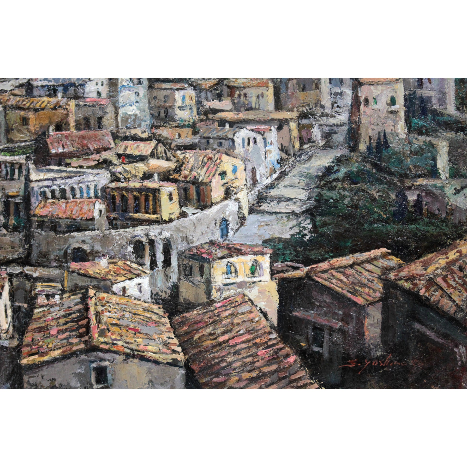 吉本哲 『マテーラ展望』 油彩画 - 北海道画廊