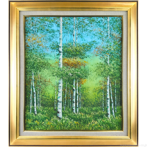 吉田敏之 『白樺』 油彩画 - 北海道画廊