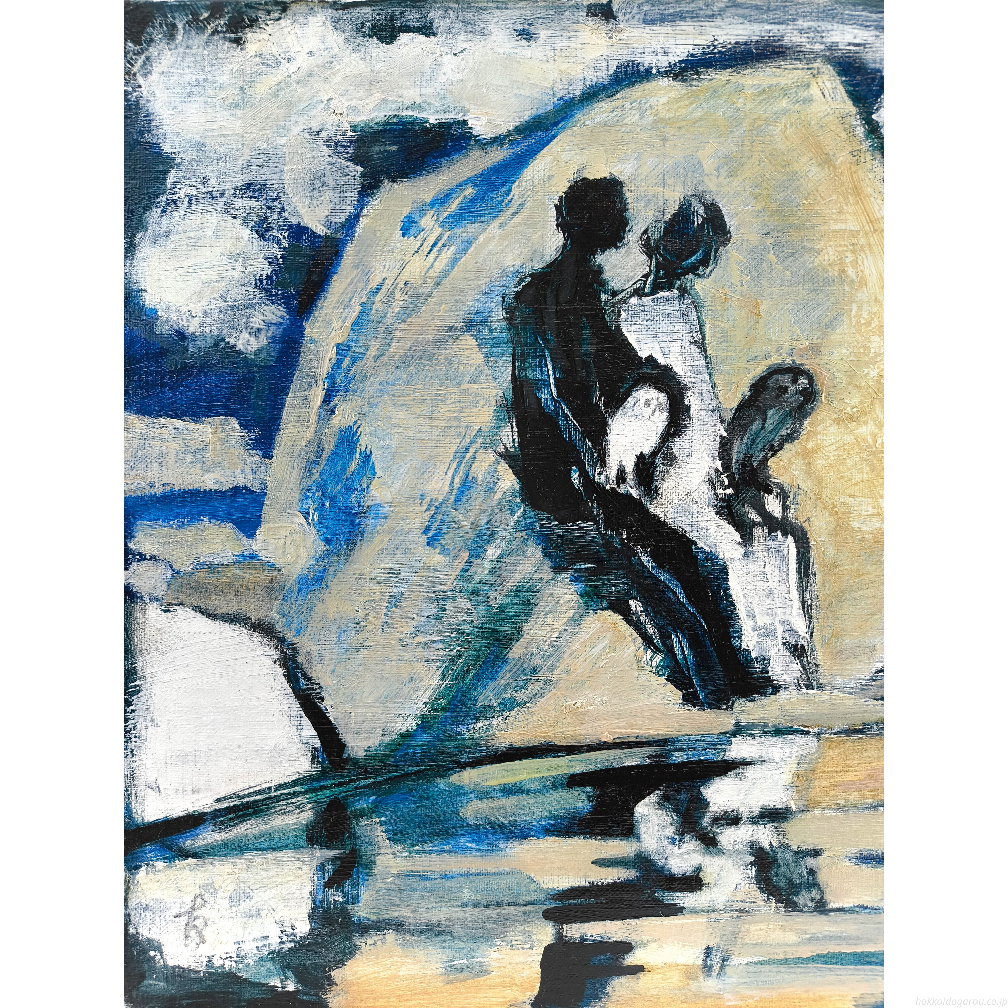 国松登 『氷上のひと』 油彩画 - 北海道画廊