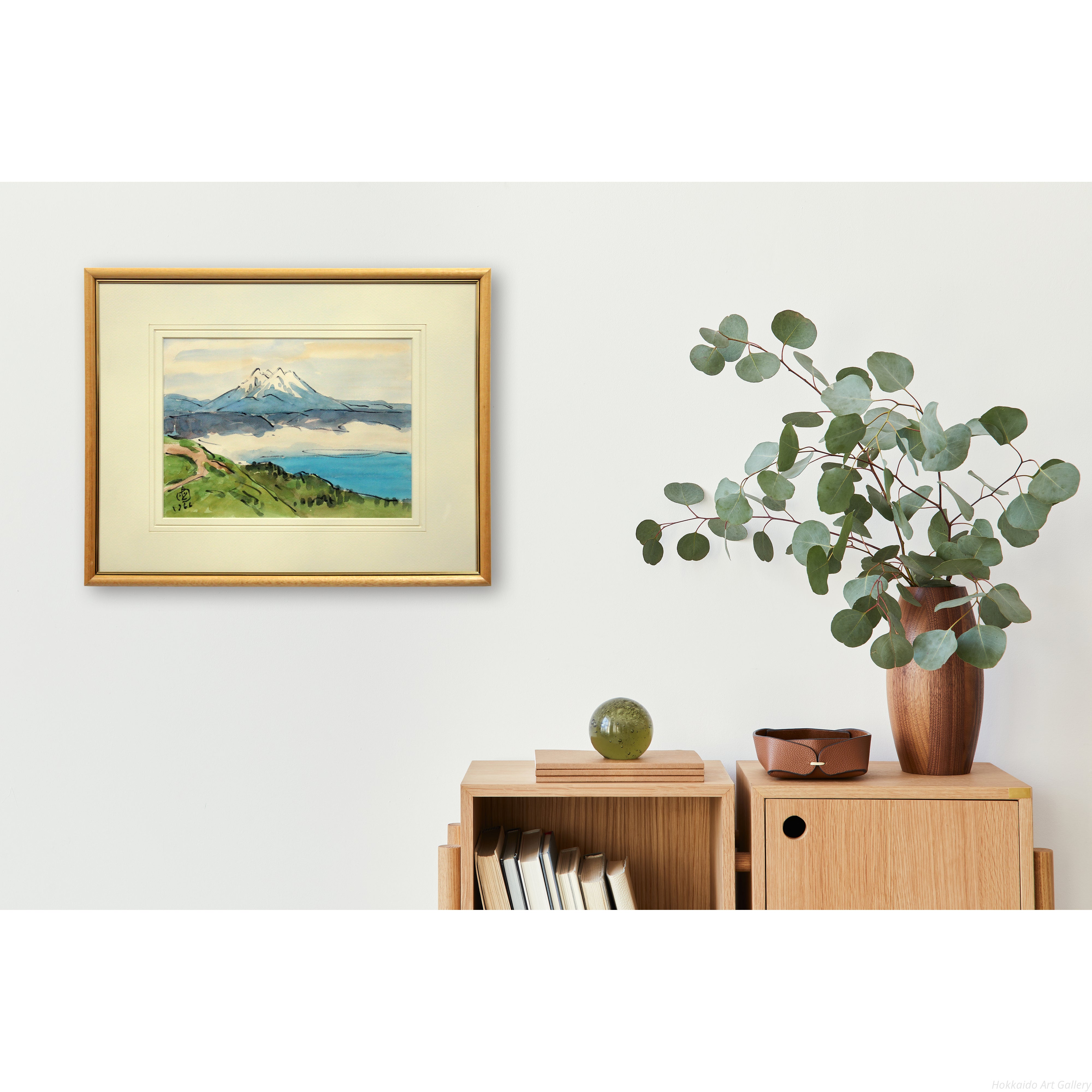 坂本直行 『新雪の斜里岳（クッチャロ湖より）』 水彩画 - 北海道画廊