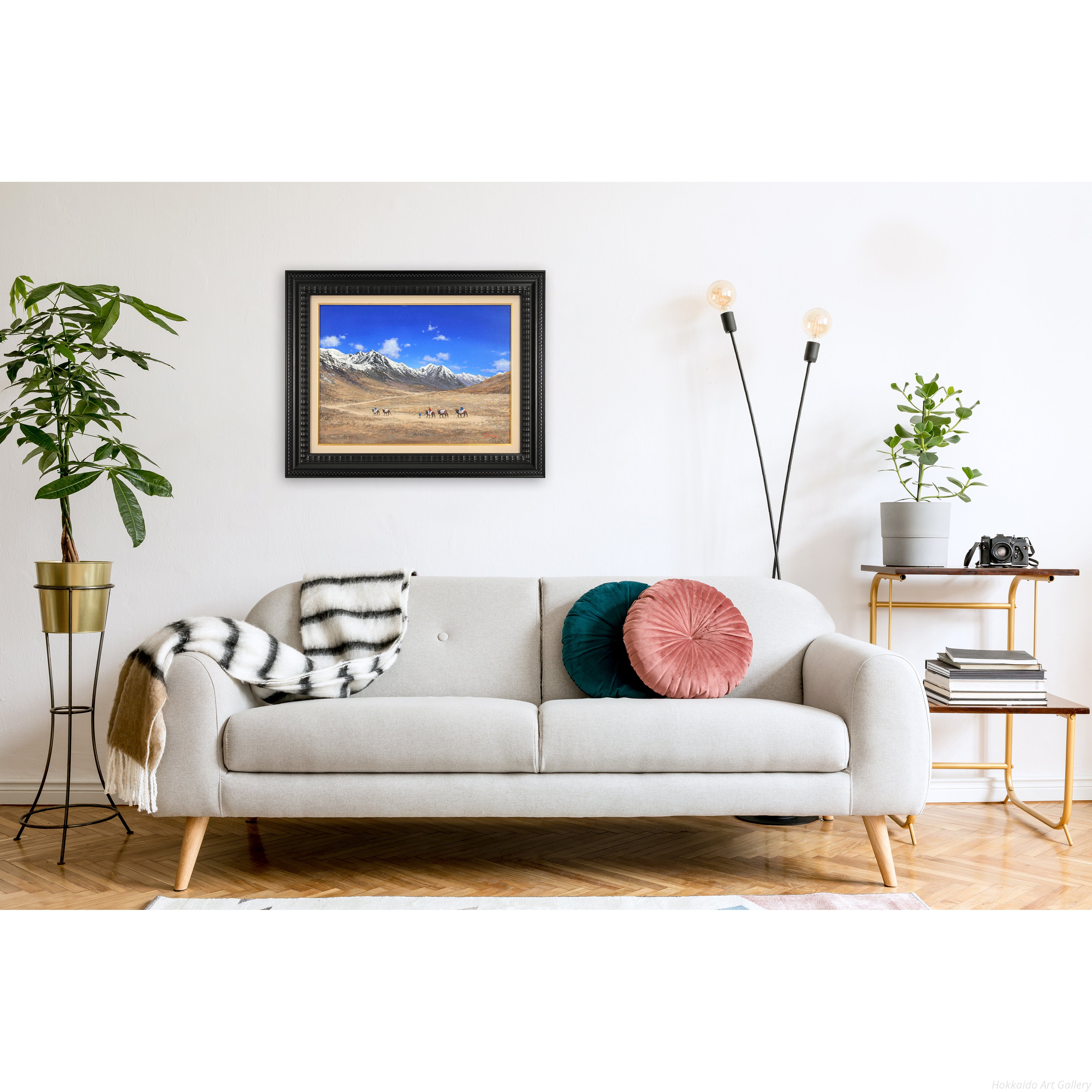 数日間限定セール！！多田　博一先生　遺跡のラクダ(シリア) 多田博一 『シルクロードの峠』 油彩画 - 北海道画廊