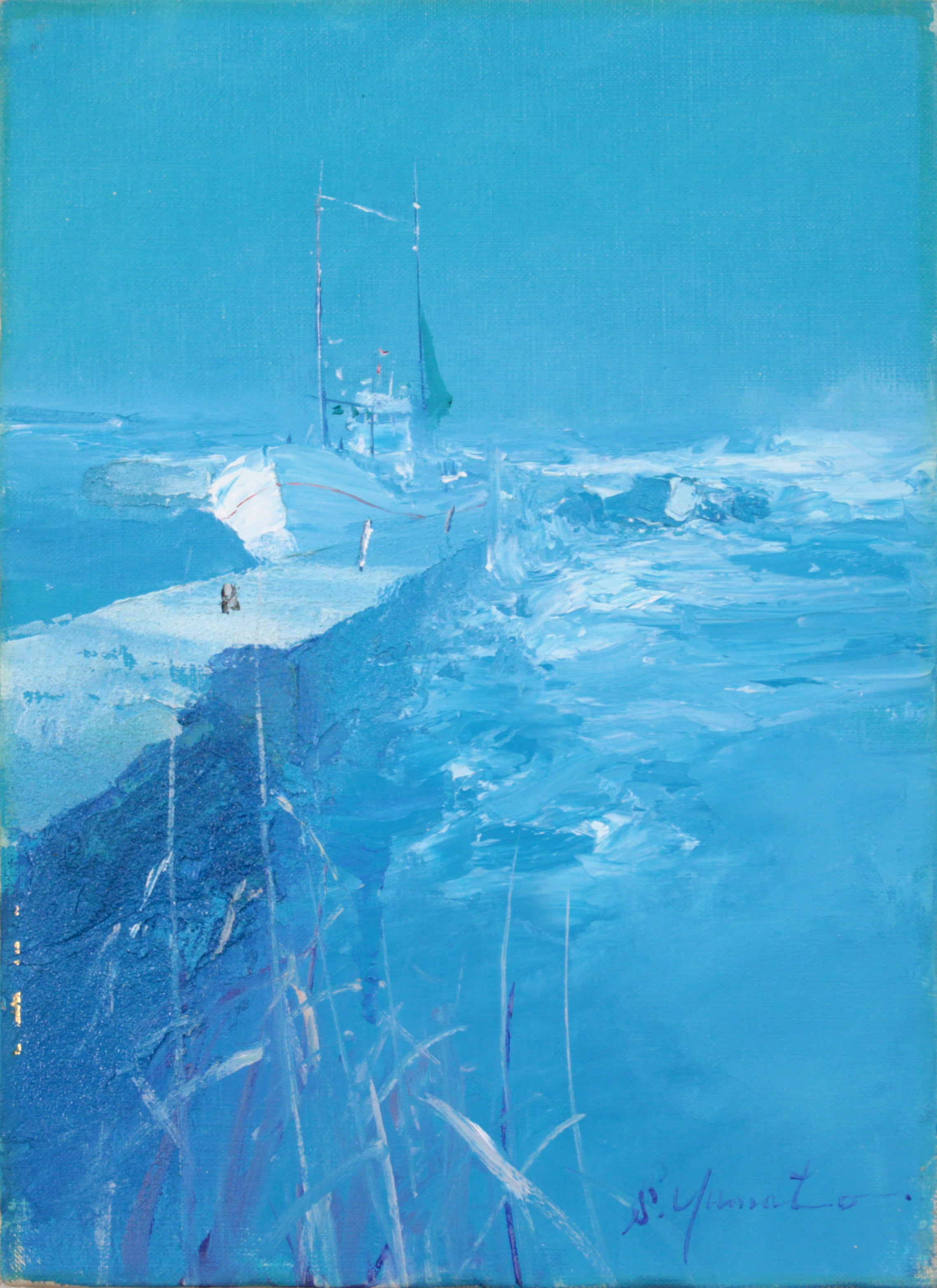 大和修治 『小さな港風景』 油彩画 - 北海道画廊