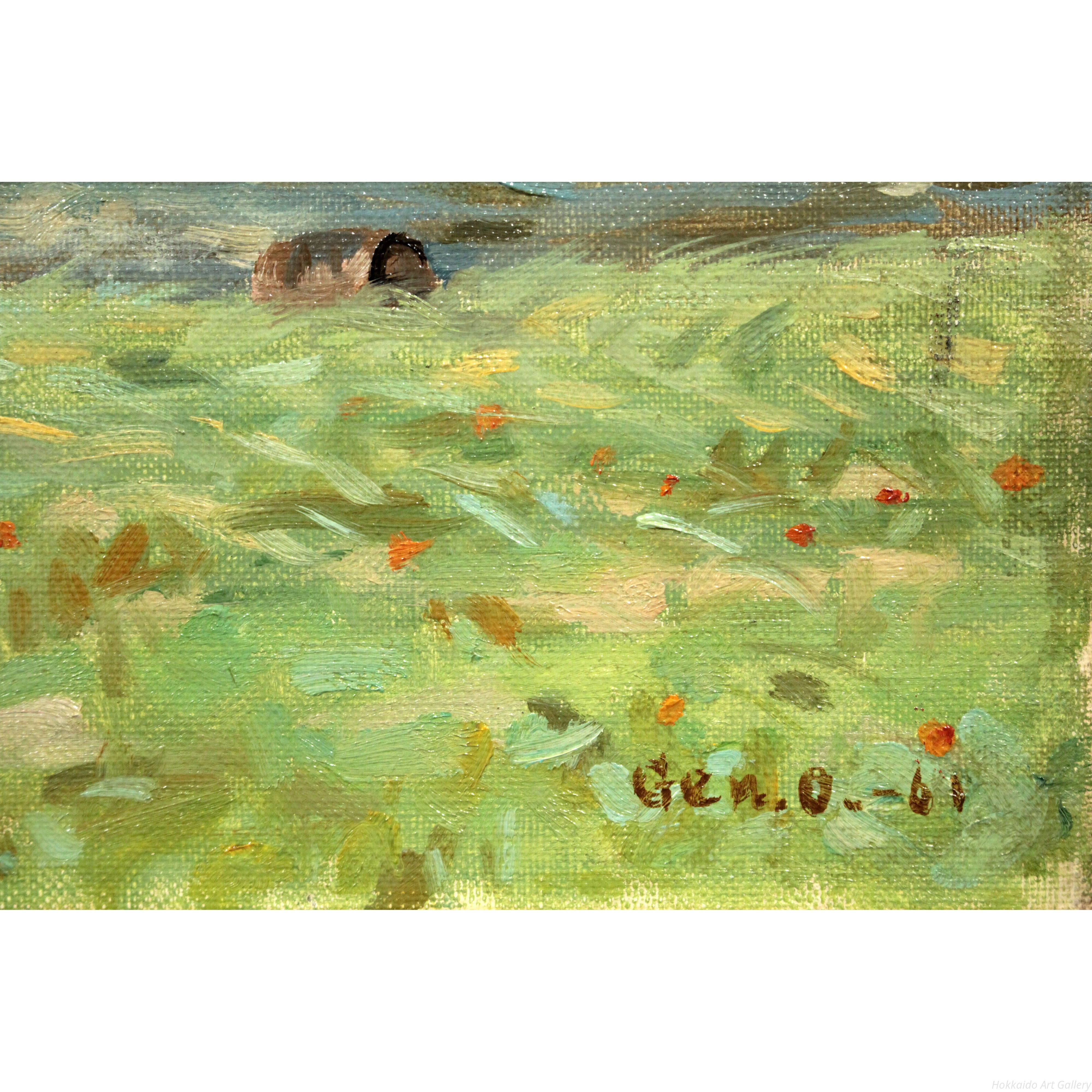 大月源二 『風浪のサロマ湖』 油彩画 - 北海道画廊