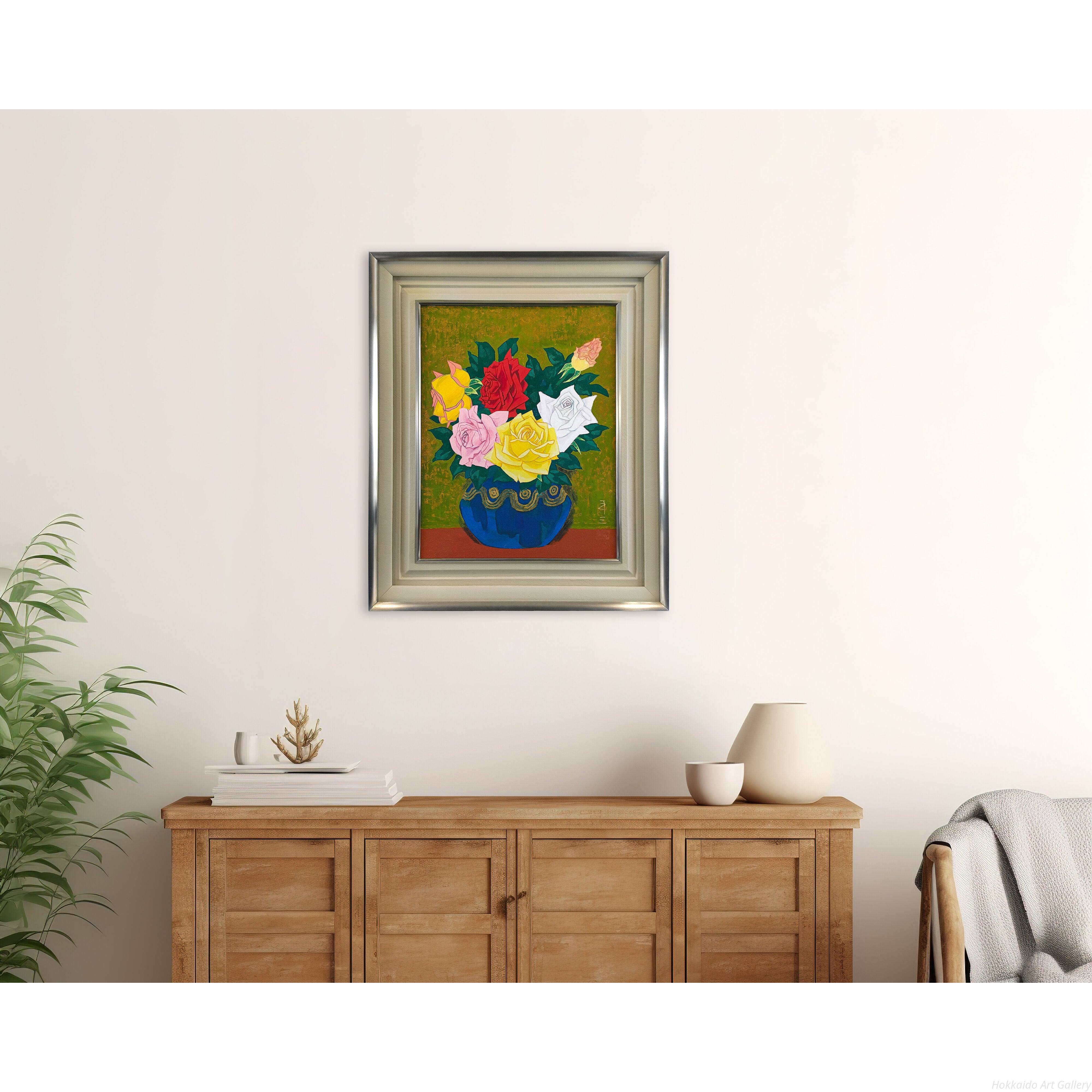 妹背平三 「花」 日本画 絵画 妹背平三 『花』 日本画 - 北海道画廊