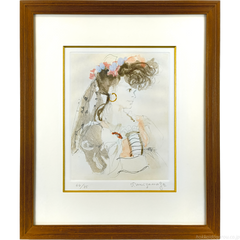 宮永岳彦、SWITZERLAND麗、限定200部・高級画版、新品額付 宮永岳彦 『婦人像』 銅版画 - 北海道画廊