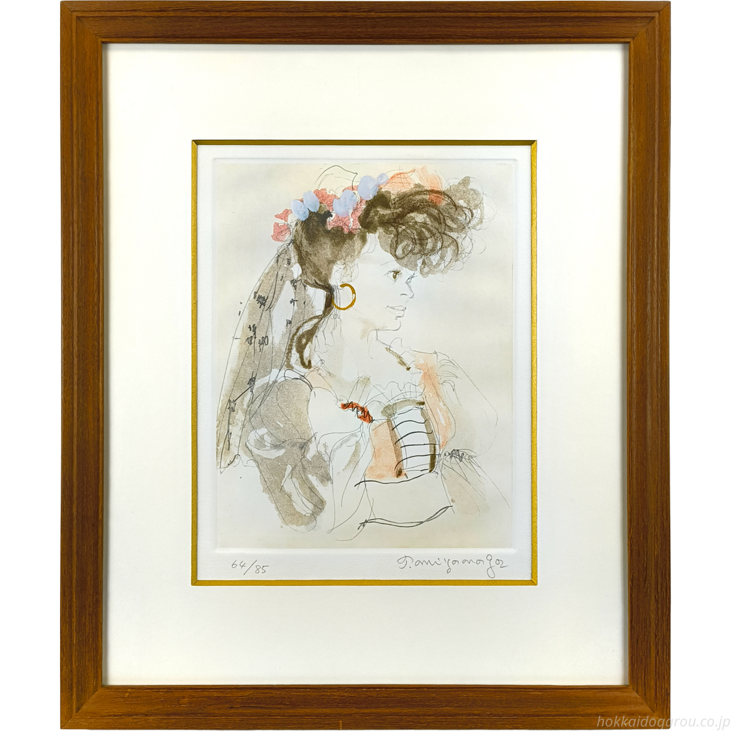 宮永　岳彦、VERTUGADE 聡、希少画集画、新品額装付 宮永岳彦 『婦人像』 銅版画 - 北海道画廊