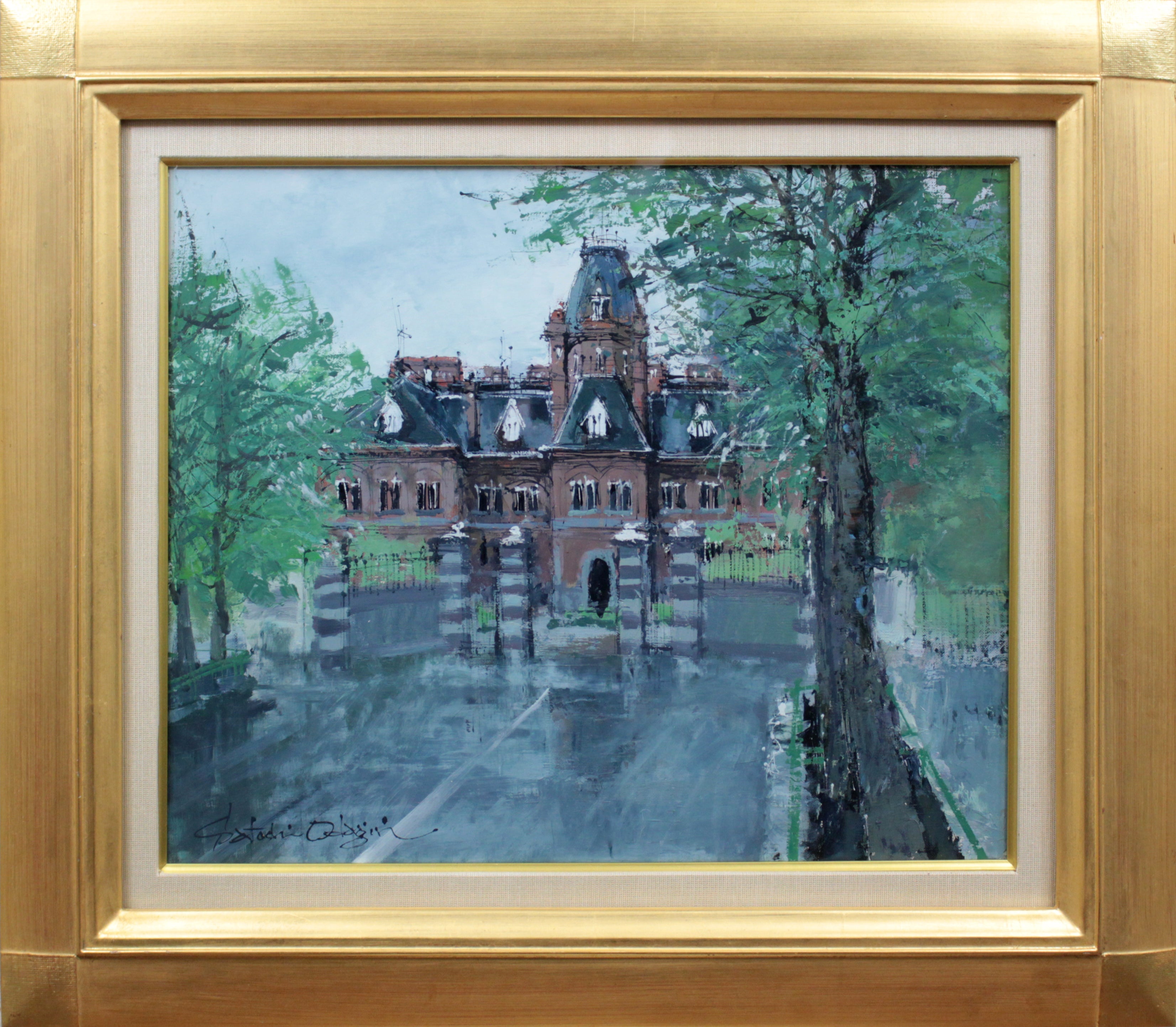 小田切 訓 『雨上がりの道庁』 油彩画 - 北海道画廊