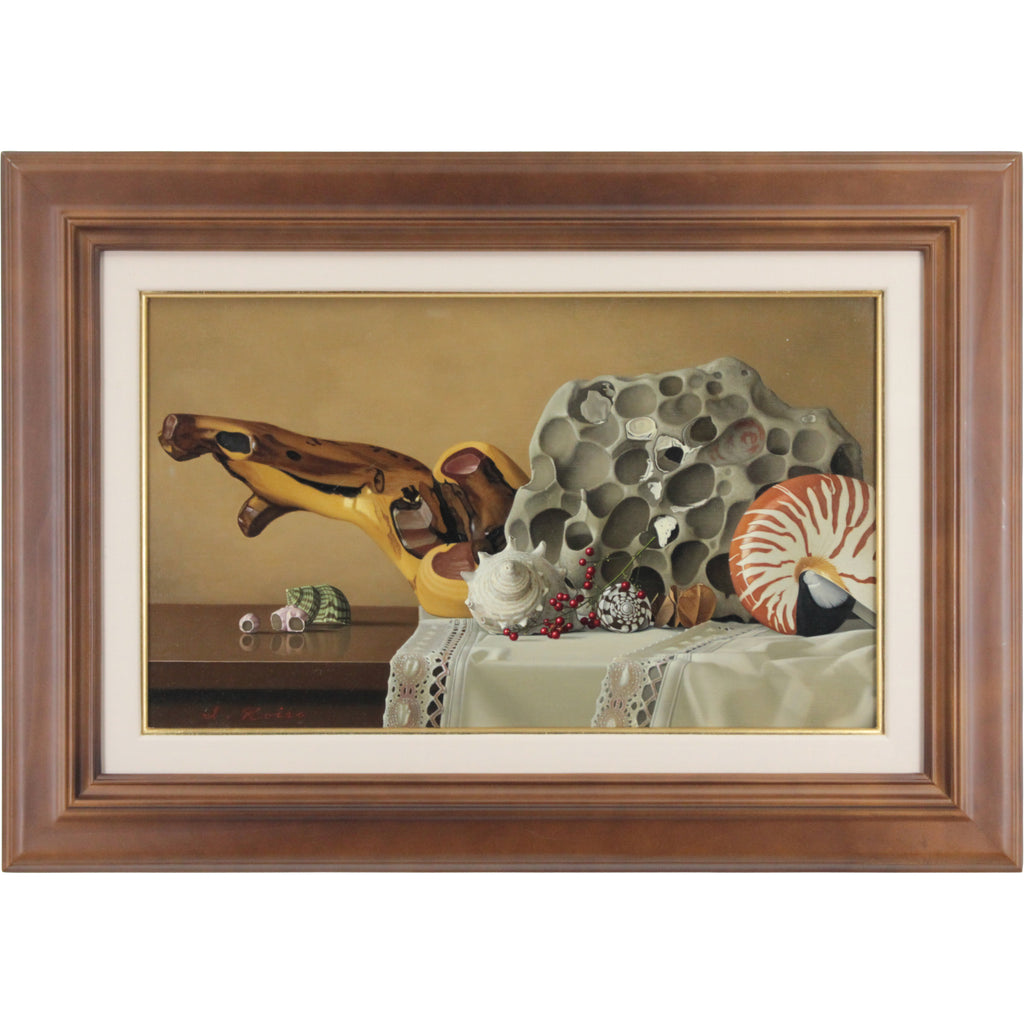 小磯育央 『赤い実と貝の静物』 油彩画 - 北海道画廊