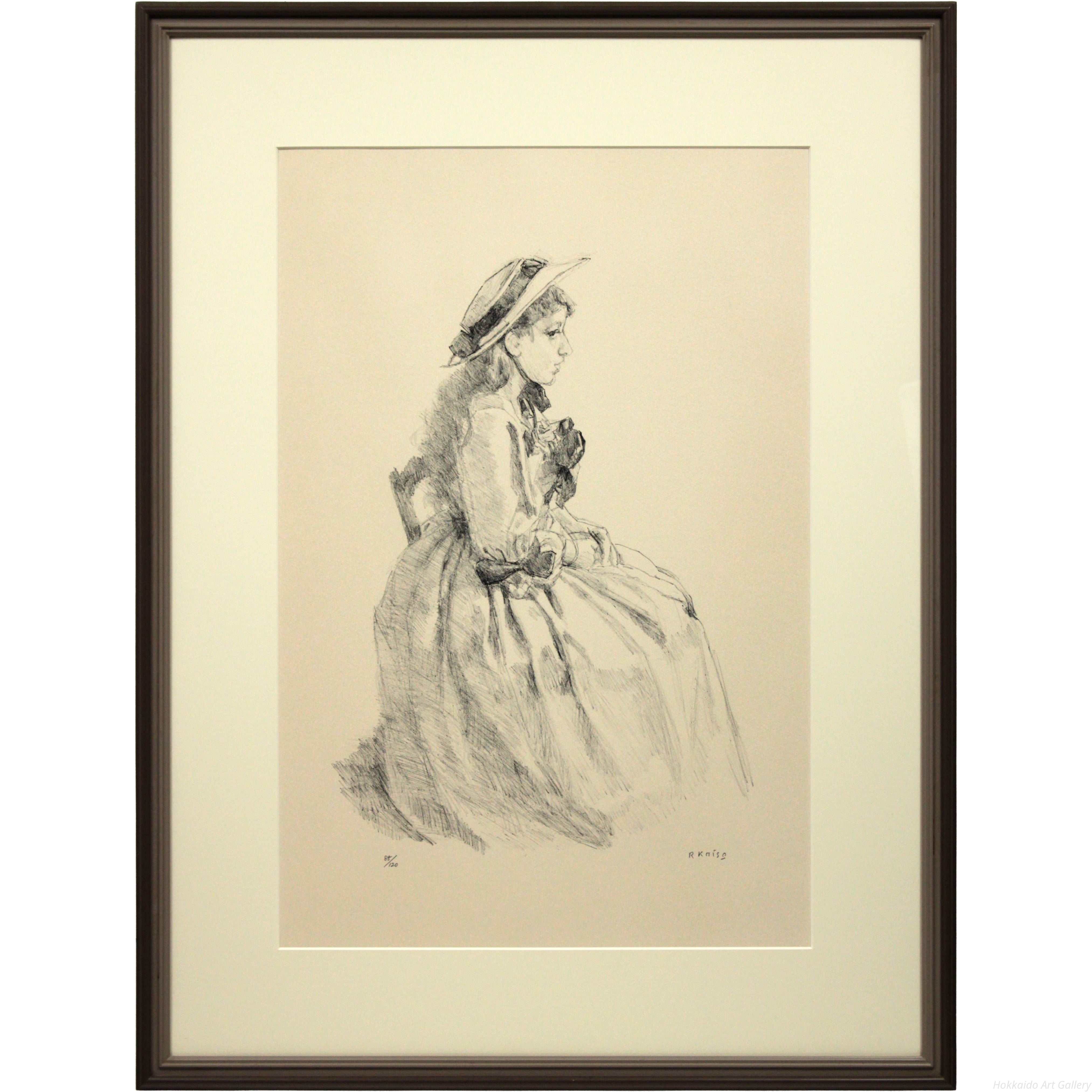 小磯良平 『ドレスの女』 リトグラフ - 北海道画廊