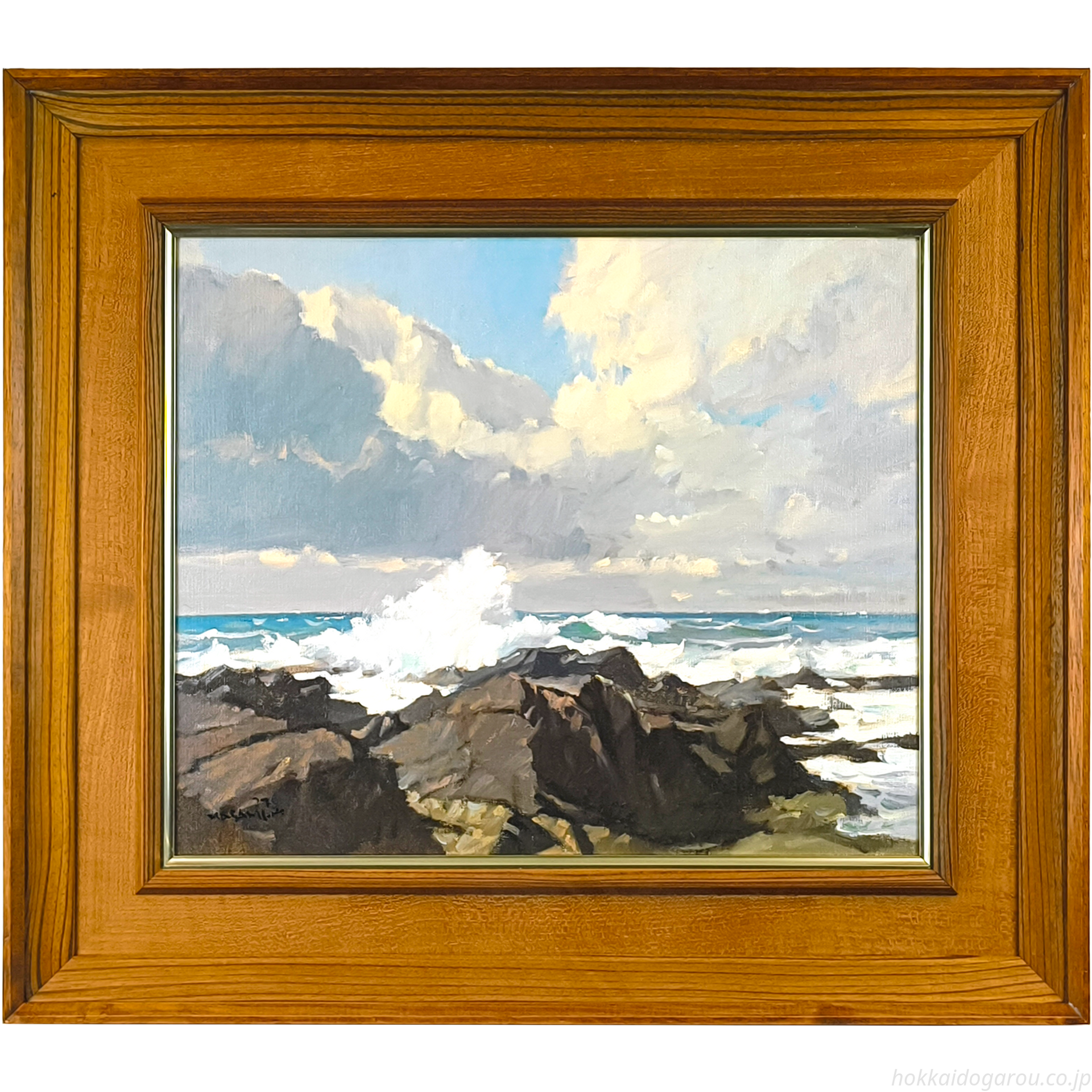 海岸の風景 油彩画 大きなサイズ 山岸正巳 『荒磯於積丹西海岸』 油彩画 - 北海道画廊