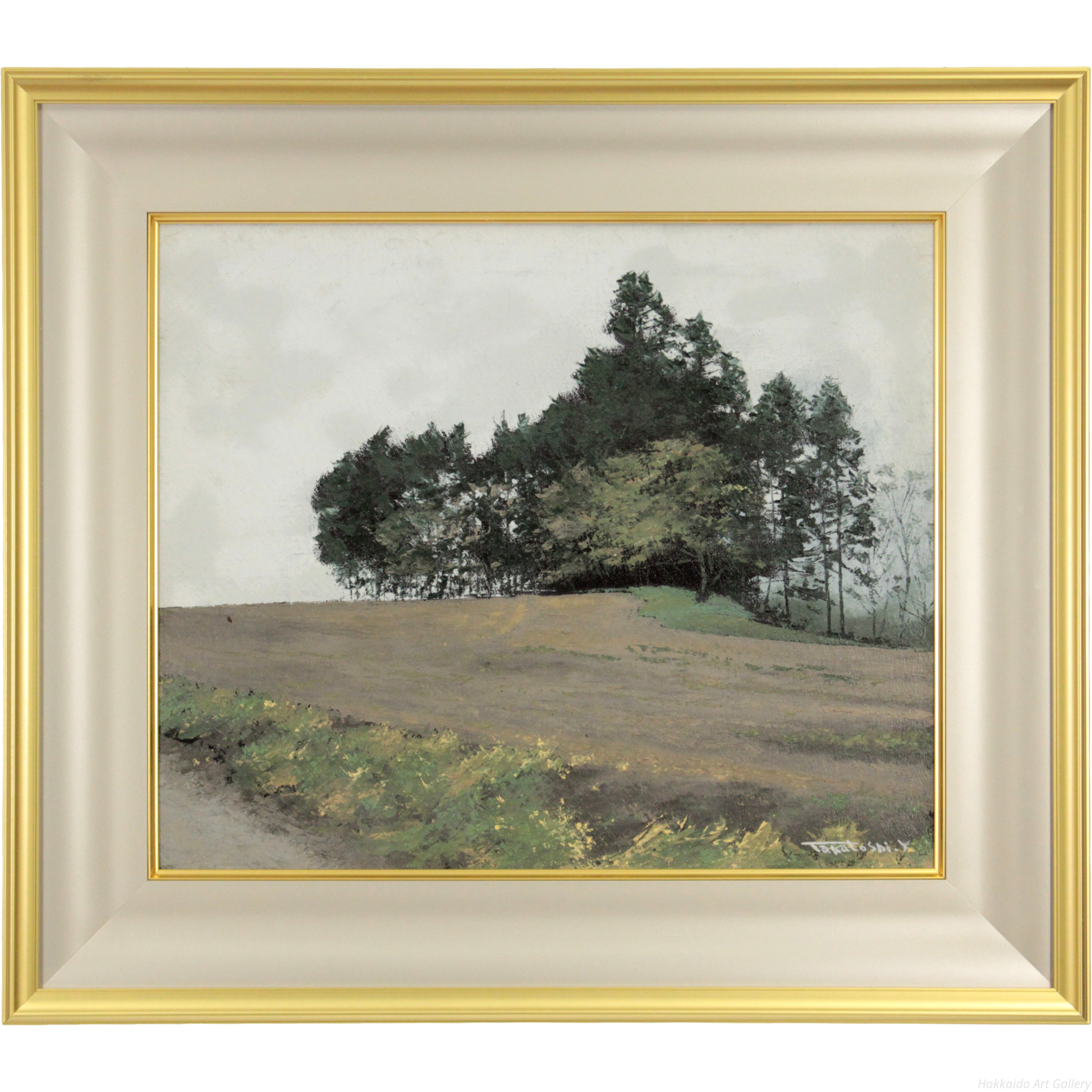 貴美子油彩画 山崎貴稔「水元（公園・桜・東京）」油絵・F20号 絵画買取・販売の小竹美術