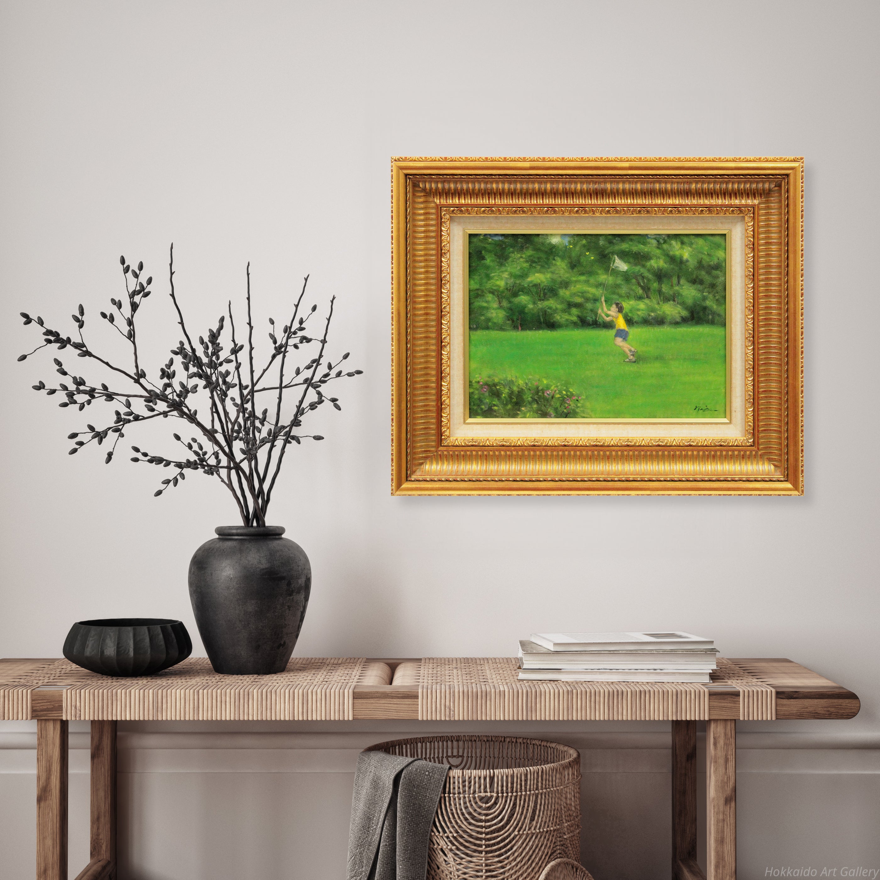 山本貞 『蝶を追う』 油彩画 - 北海道画廊