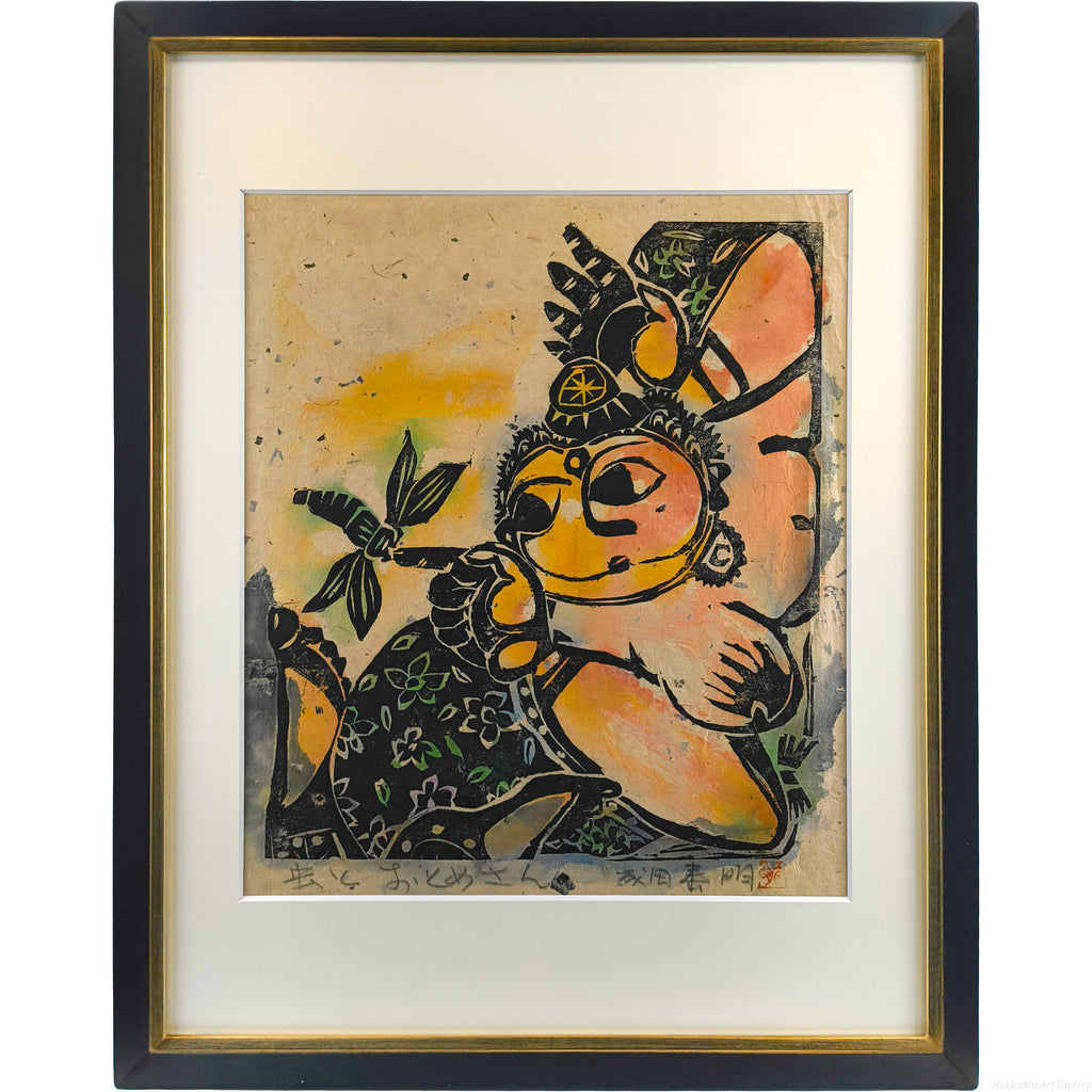 成田泰明 墨彩画 つぼを持った観音様 肉筆 額装 北海道 250 E6_88_90_E7_94_B0_E6_B3_B0_E6_