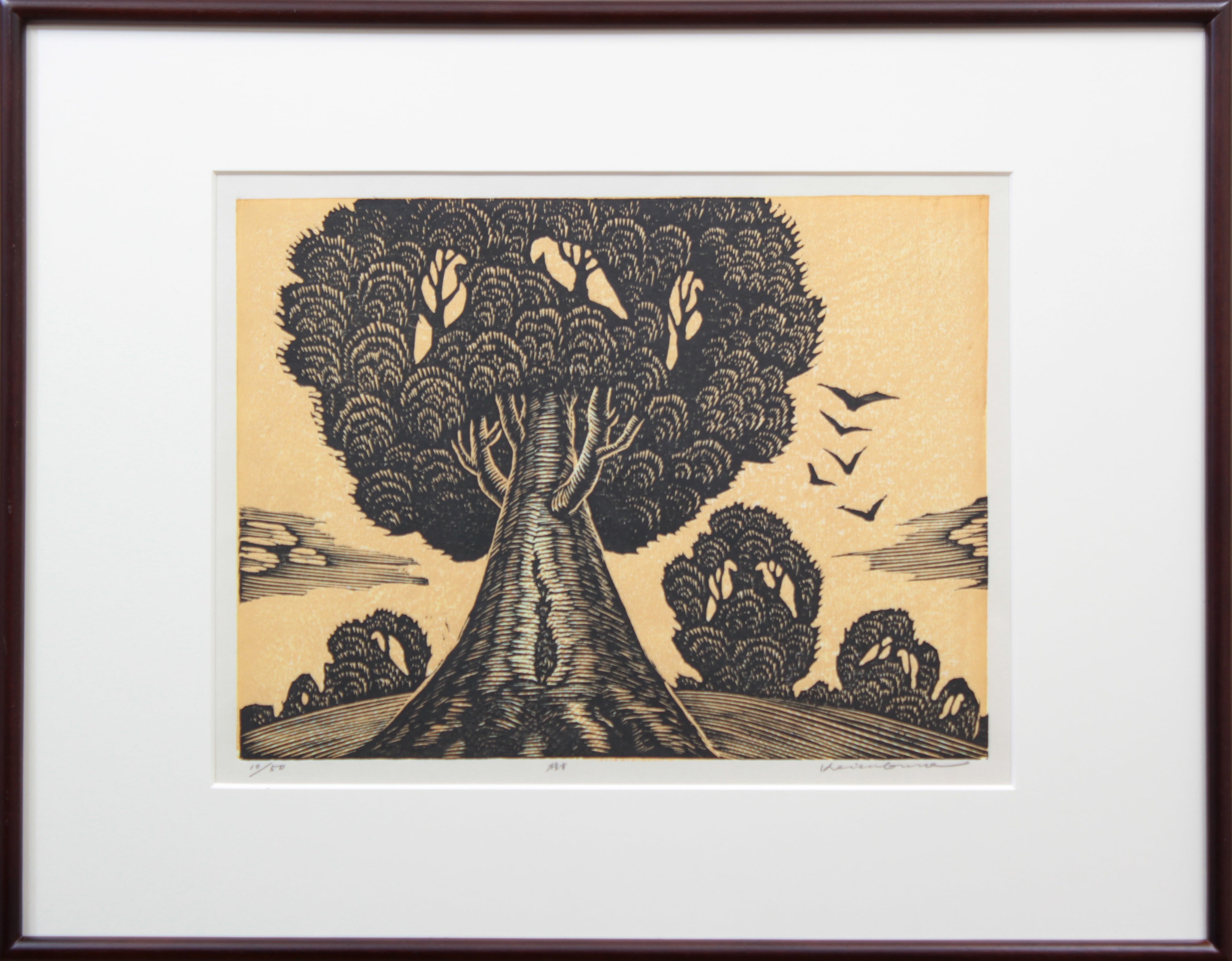手島 圭三郎 『樹』 木版画 - 北海道画廊