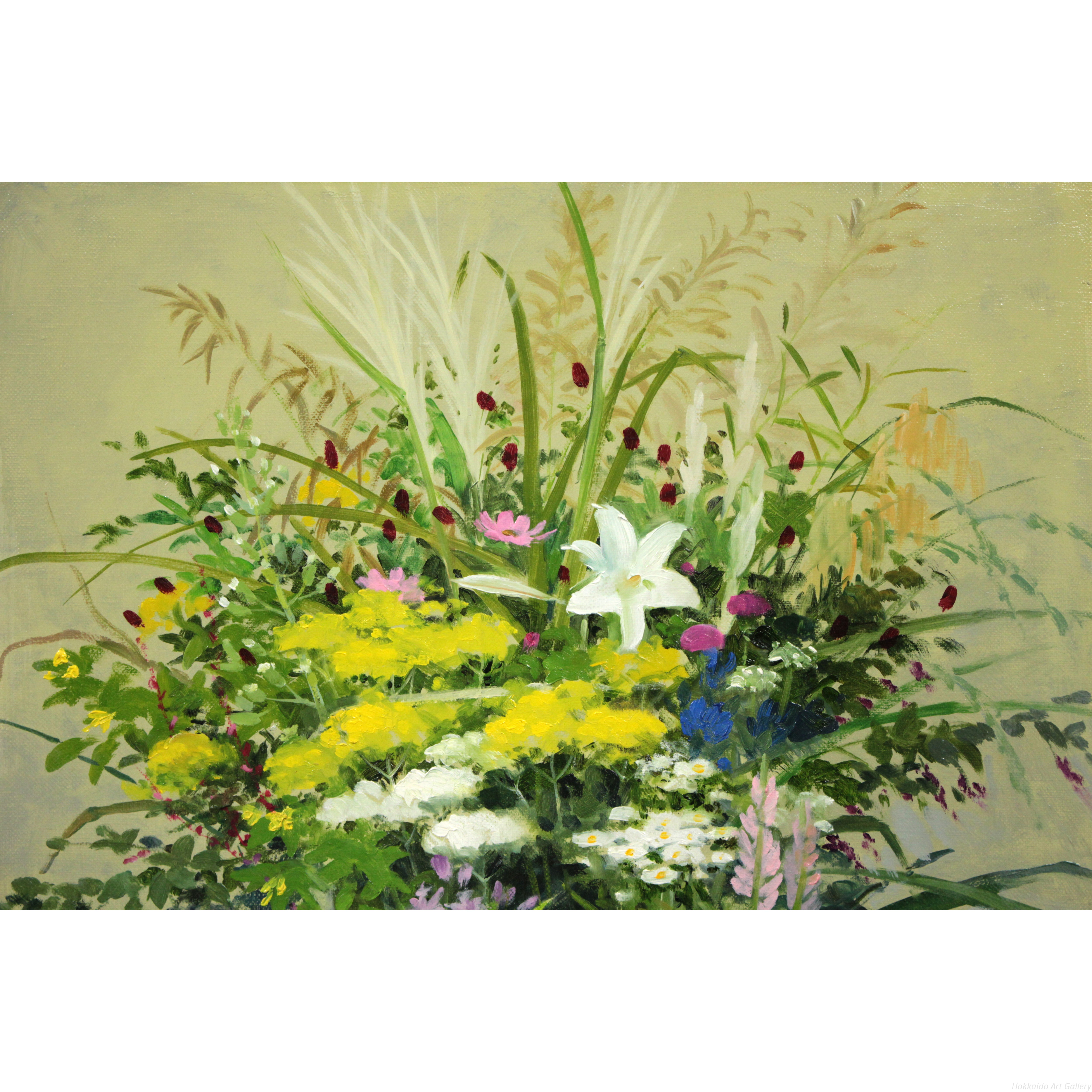 服部譲司 『草花』 油彩画 - 北海道画廊