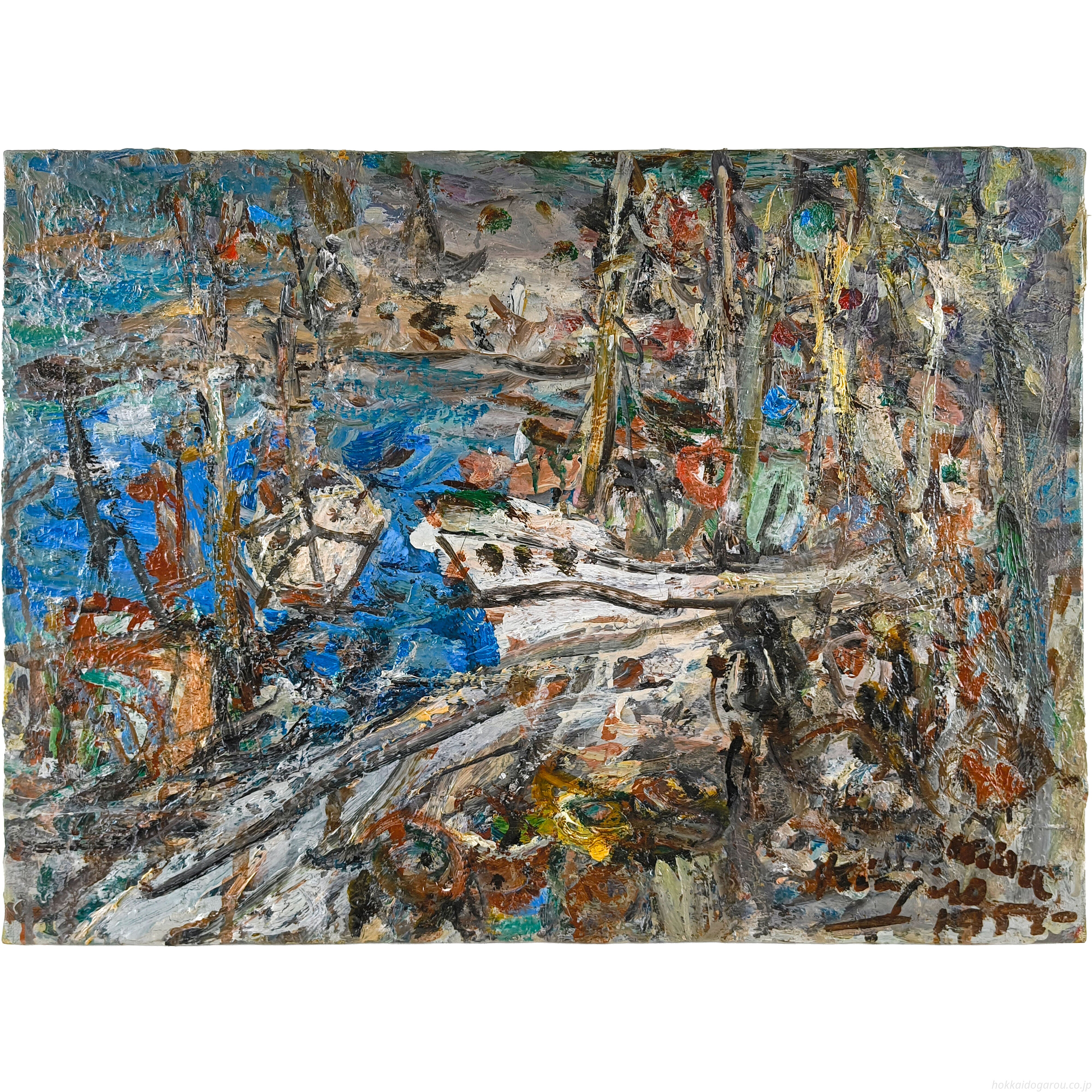 木田金次郎 『夏の岩内港』 油彩画 - 北海道画廊