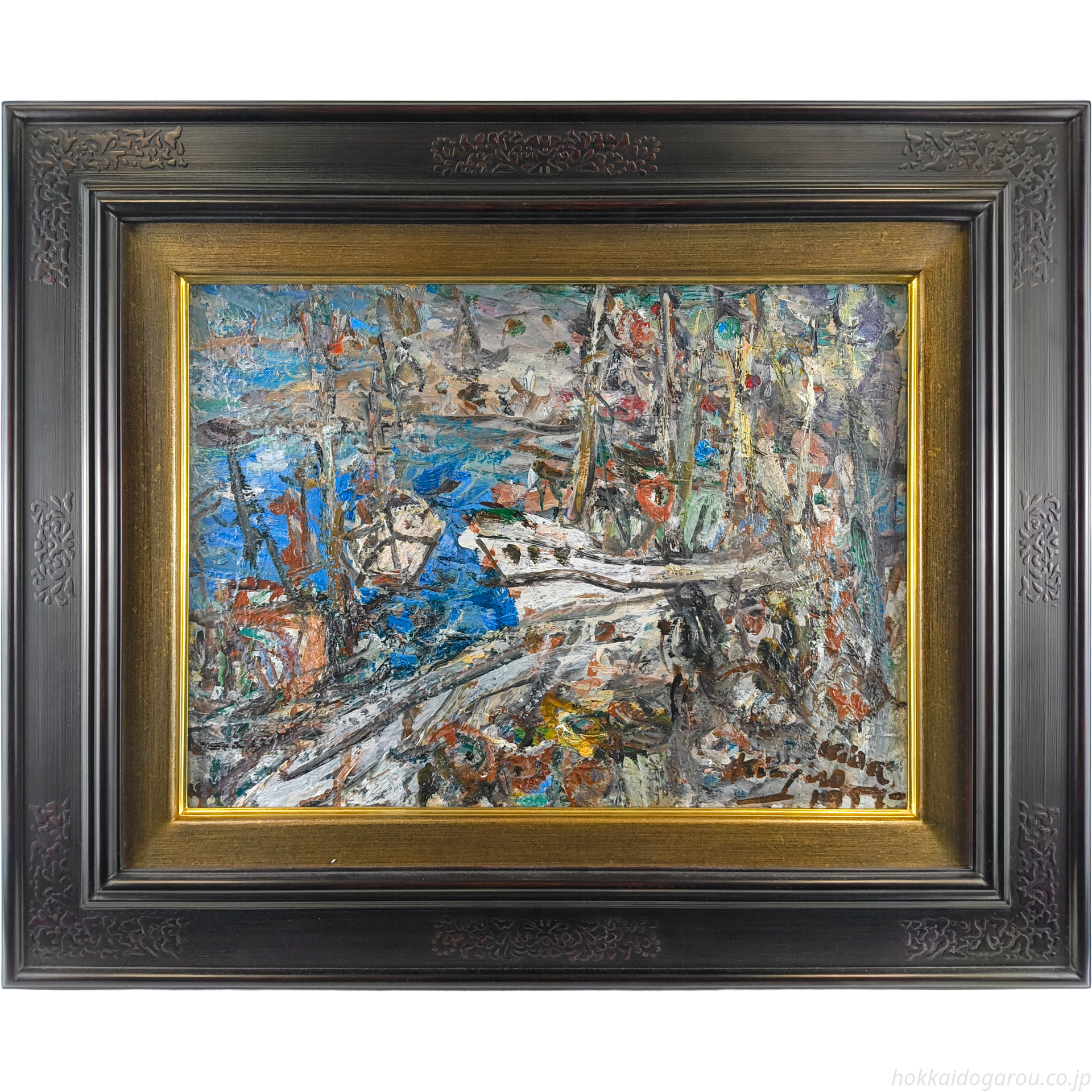 木田金次郎 『夏の岩内港』 油彩画 - 北海道画廊