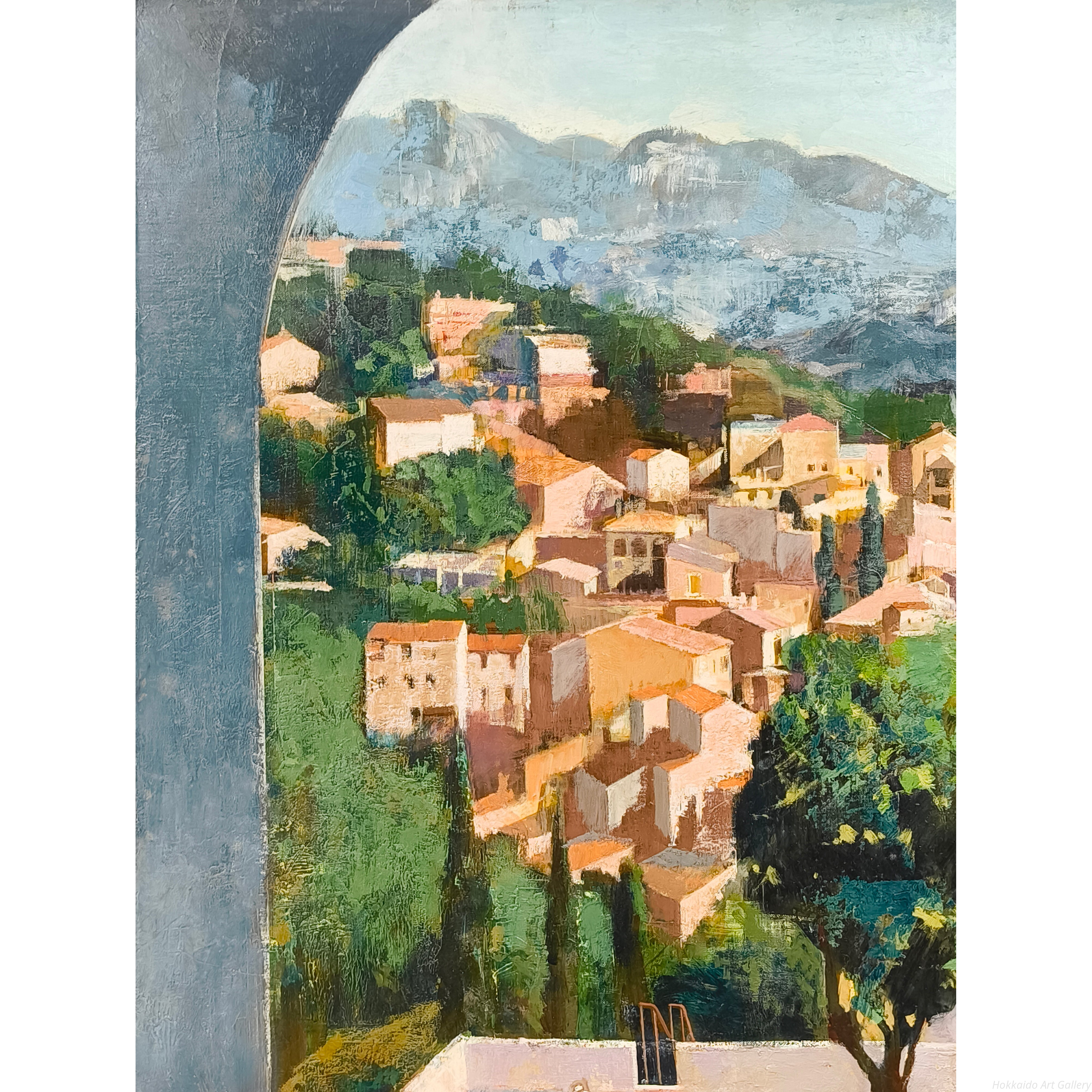 松井茂樹 『南フランスの町（カニュ）』 油彩画 - 北海道画廊