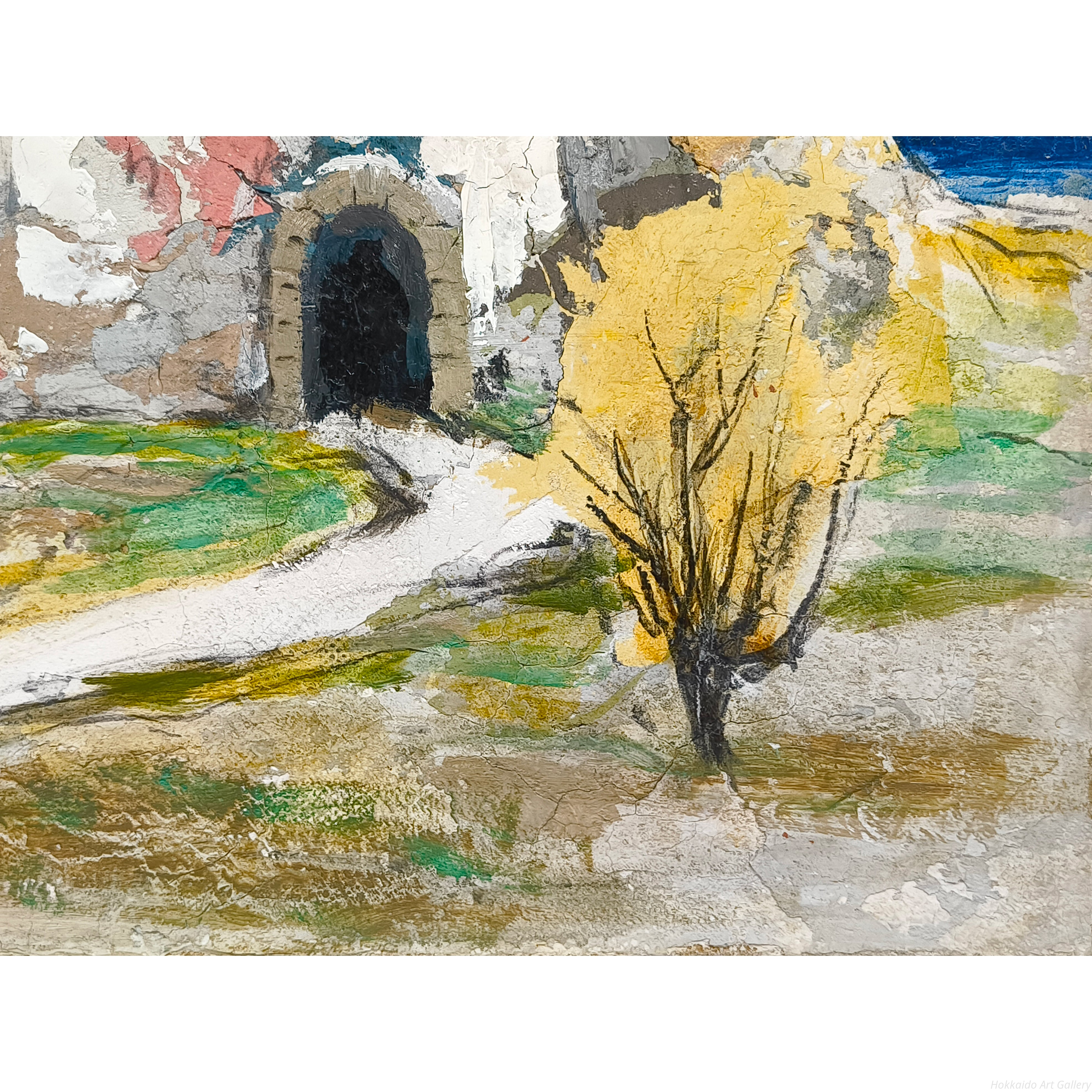 由木　礼　白い記念碑　　絵画 由木礼白い記念碑絵画