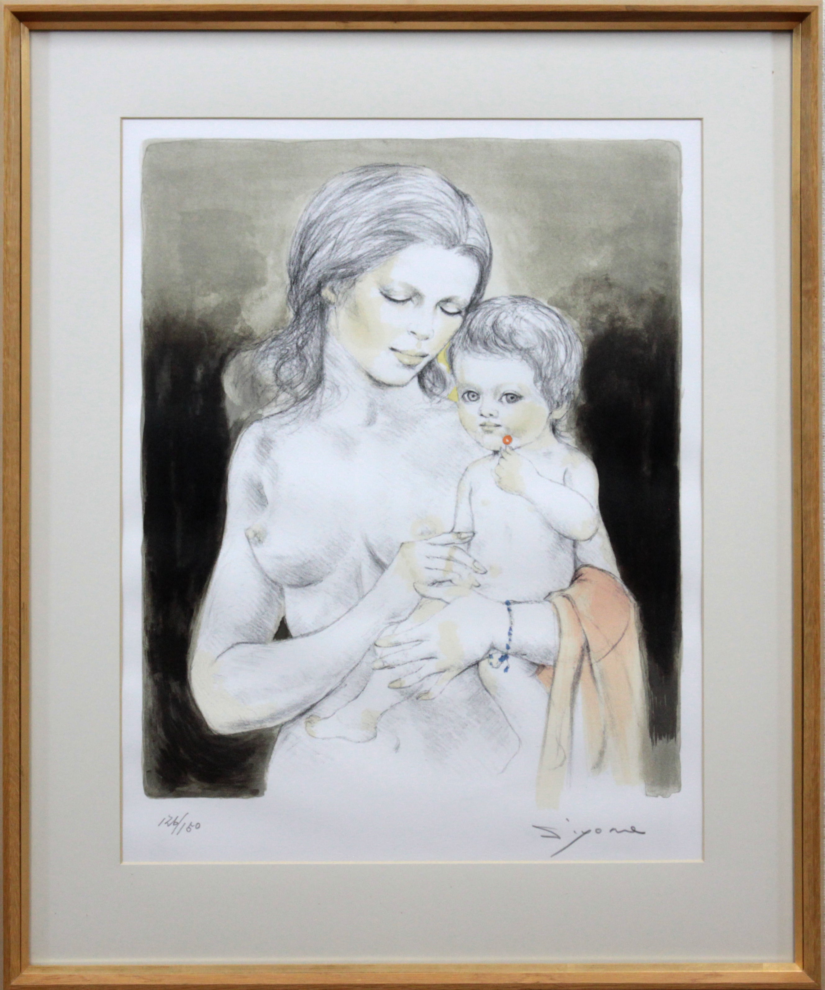 芝田米三 『母子』 リトグラフ - 北海道画廊
