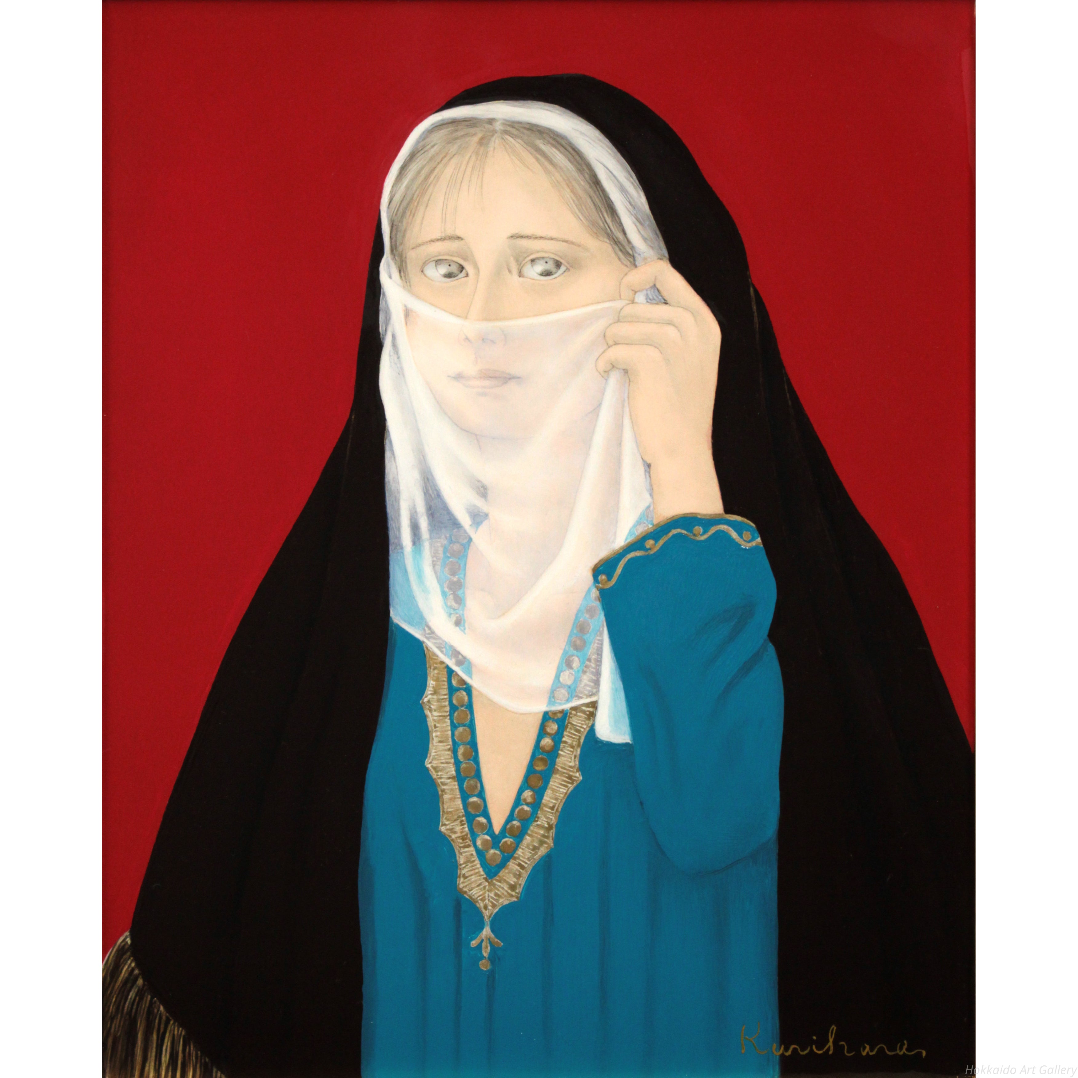 栗原喜依子 『モロッコの少女』 油彩画 - 北海道画廊