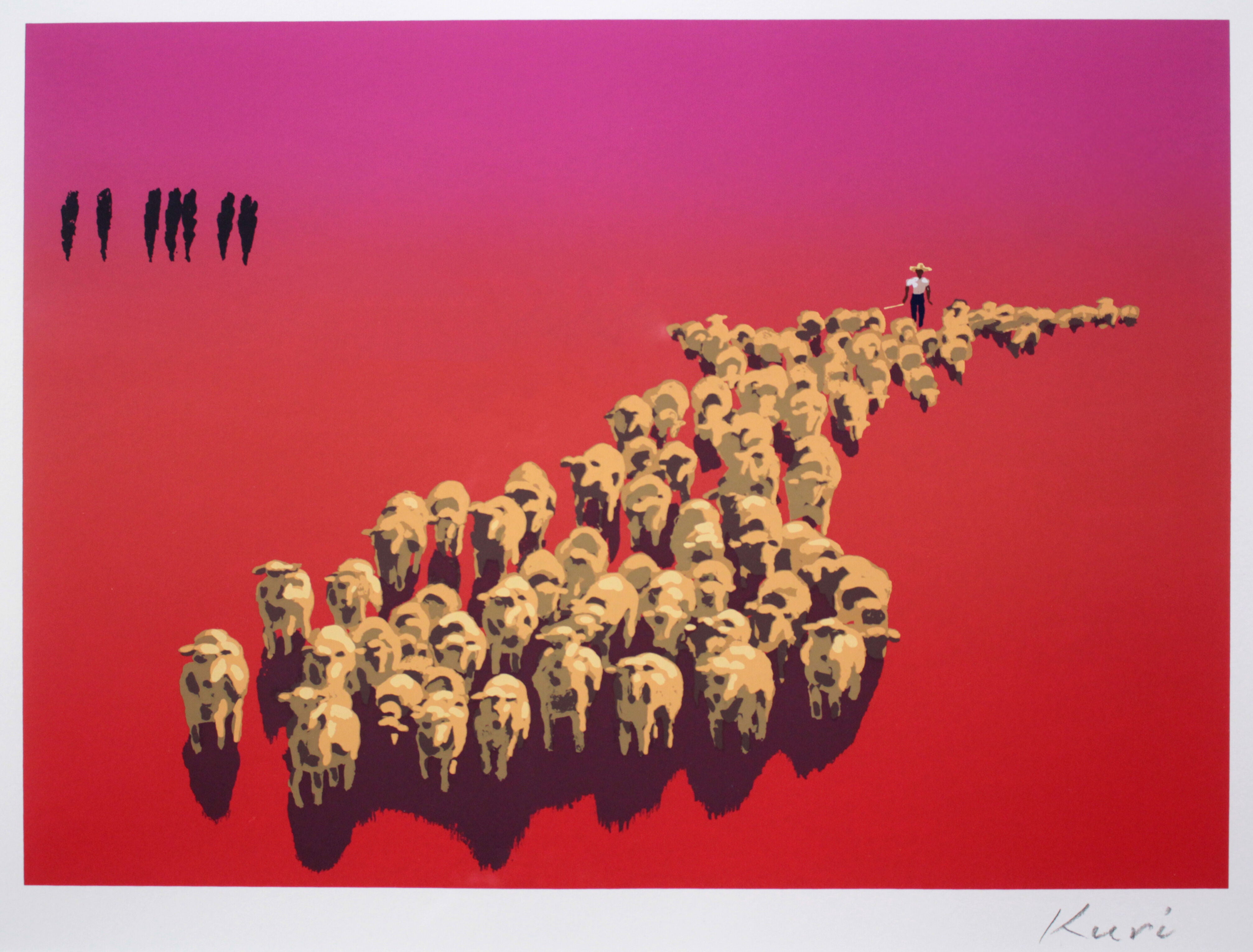 栗谷川健一 『群羊』 シルクスクリーン - 北海道画廊
